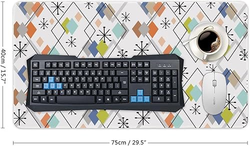 Miniatura 2 de Europen - Alfombrilla de mouse impermeable para juegos de mediados de siglo, fondo abstracto, impresión de diamantes coloridos de mediados de siglo,
