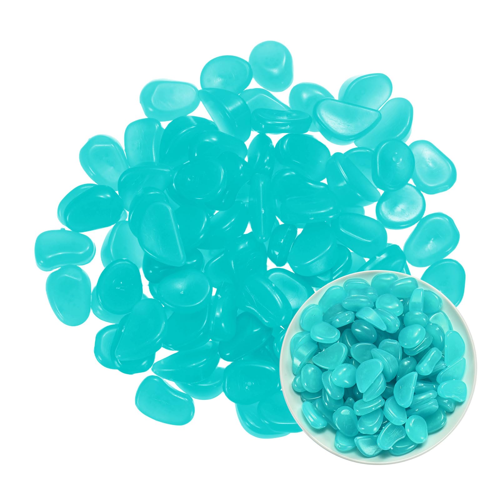 M METERXITY 50-Pack Glow in the Dark Rocks 1.06" Resin, Light Blue — image 1