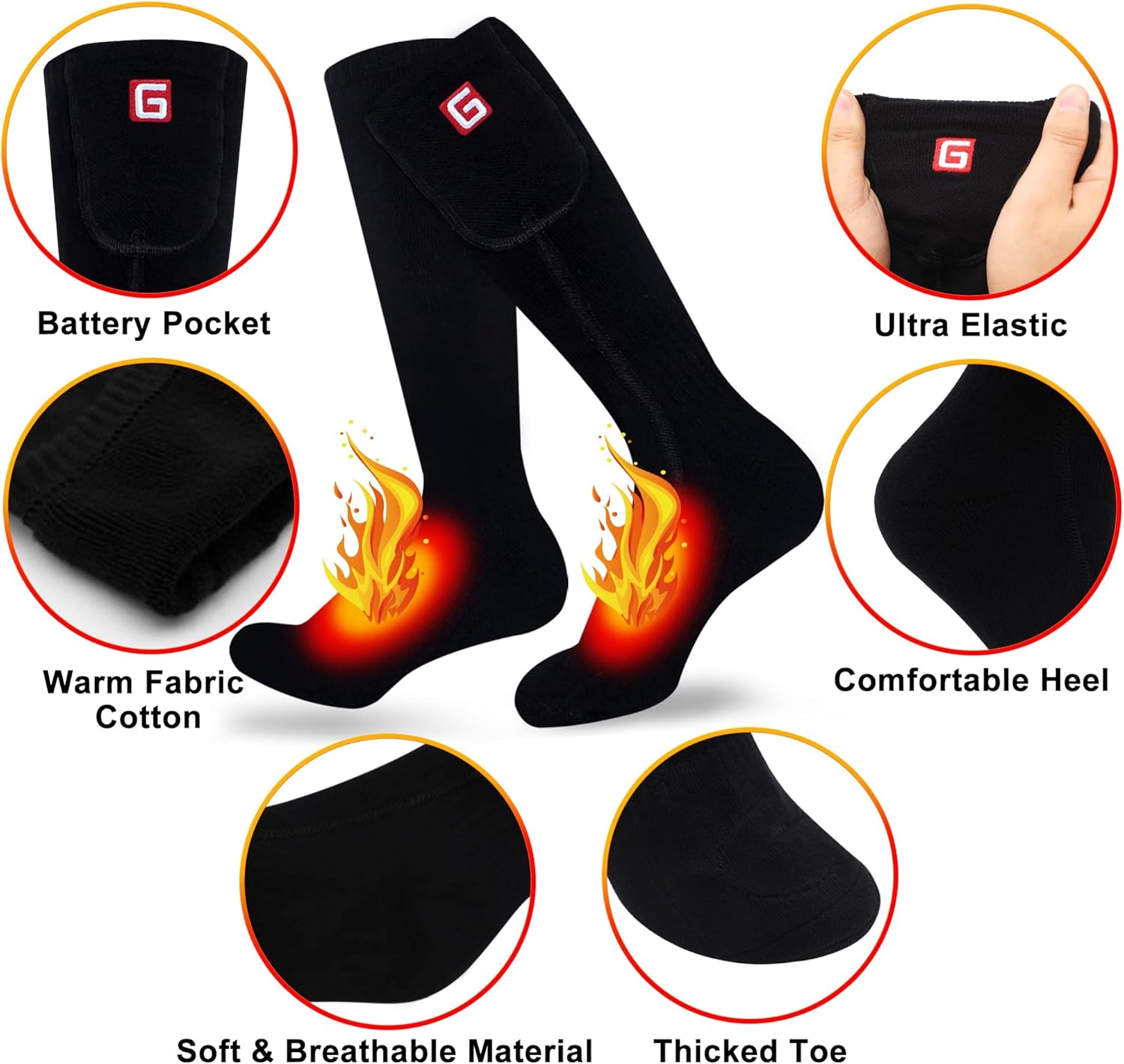 Heated Socks for Men Women, Rechargeable Electric Battery Heating Socks Winter Washable Thermal Socks Foot Warmers for Hunting Skiing Camping Motorcycling Riding Outdoors