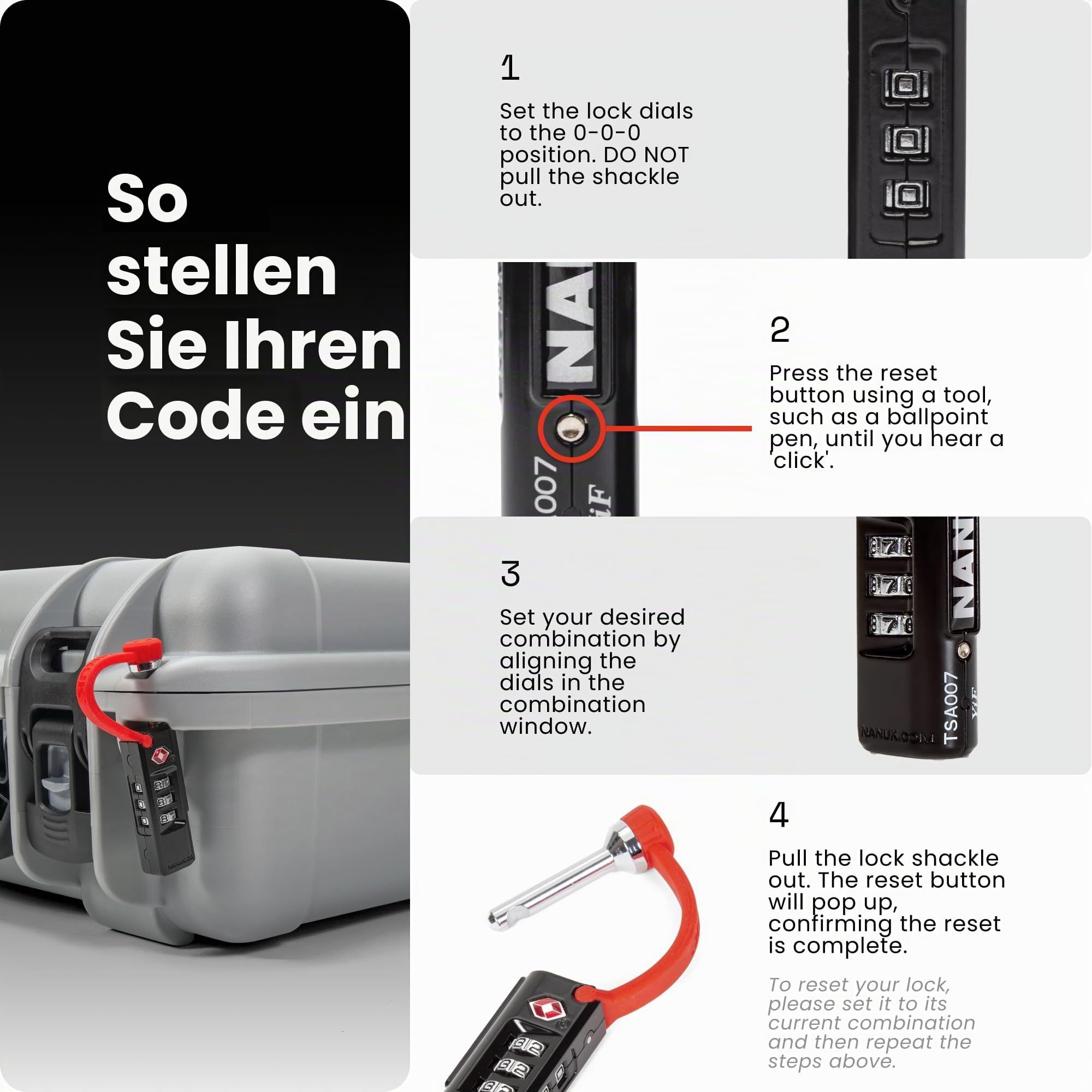 NANUK TSA-zugelassenes Vorhängeschloss - Langlebiges und sicheres Reiseschloss mit Stahlbügel, extrem schnittfest und rostfrei (TSA-Schloss (TSA-Schloss (2er-Pack))