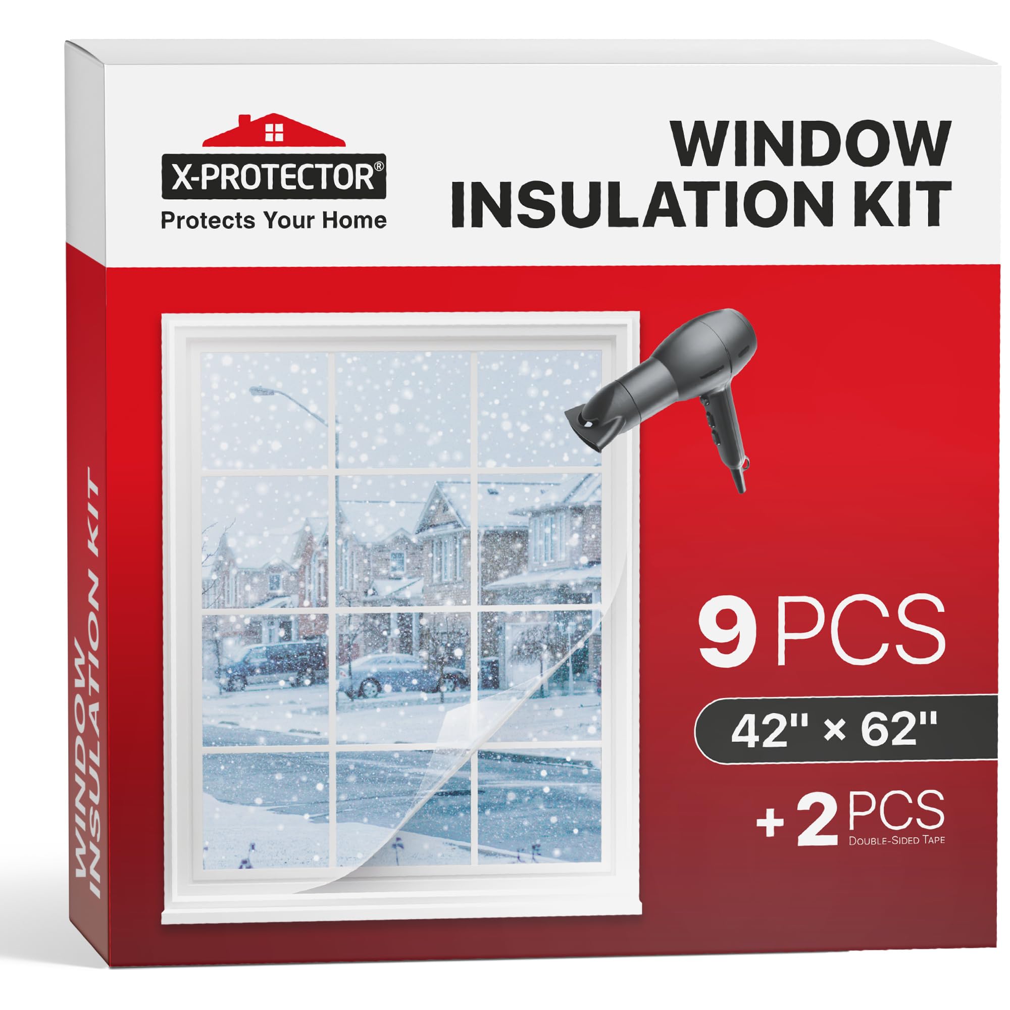 X-Protector Window Insulation for Winter - 9 Pack 42in x 62in
