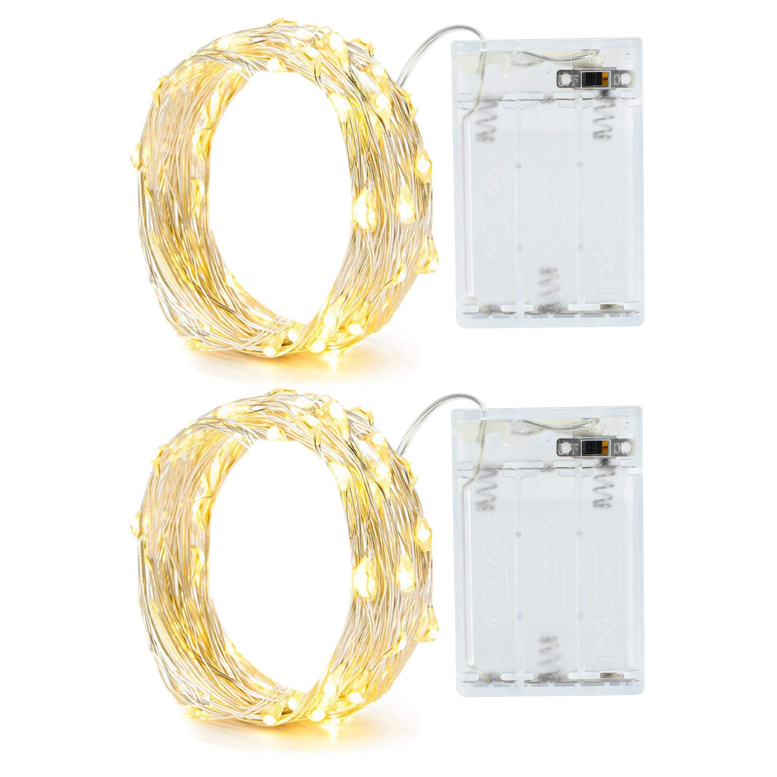 AnneflyAnnefly LED Fairy Lights Battery Operated, 2M 20 LED Micro Wire Fairy String Lights with Timer for Bedroom Jar Glasses Wedding Party Christmas Lighting Decoration (Timer-2PCS Warm White)