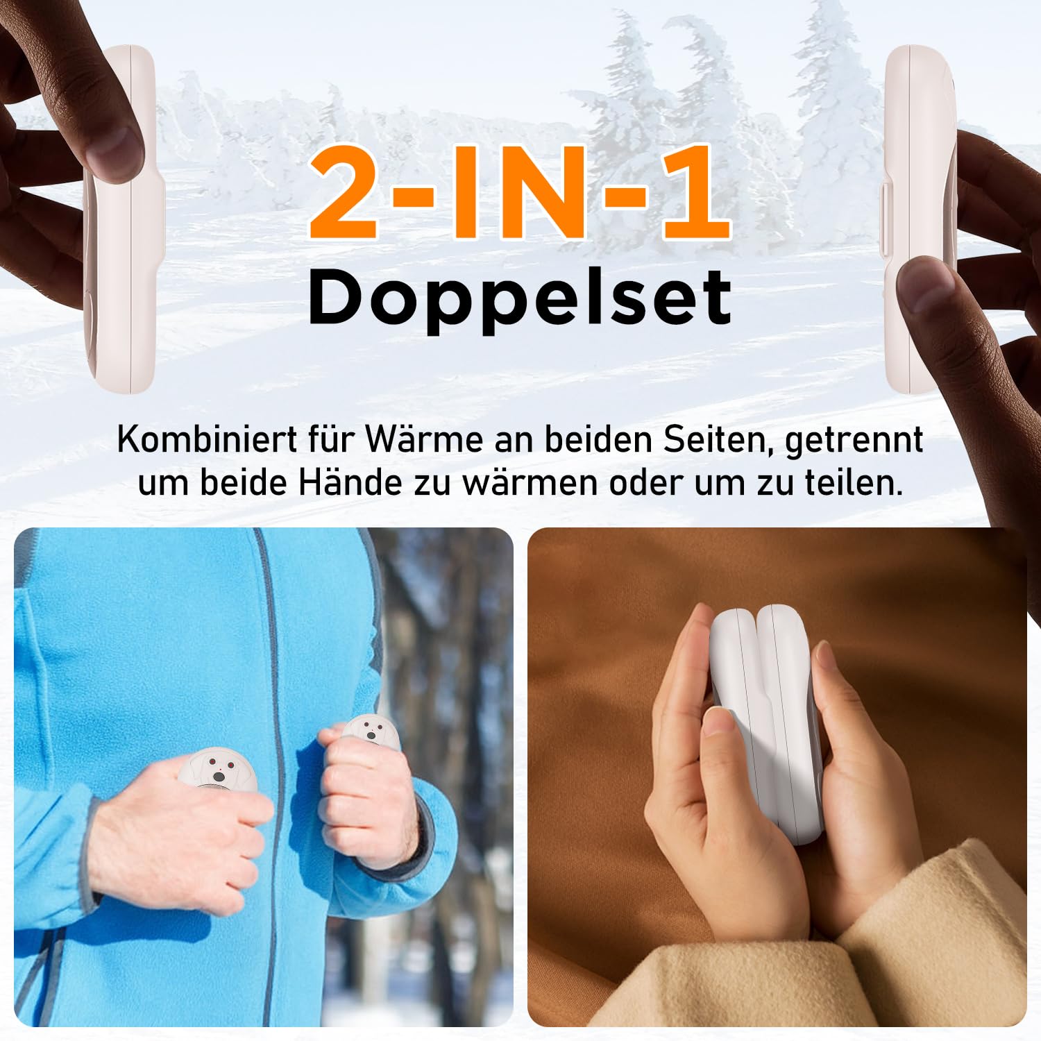 Lepwings Handwärmer Elektrisch, 2er-Pack, 6000 mAh Taschenwärmer Wiederverwendbar mit 3 Modi, 20 Stunden Lang Anhaltende Wärme… – Ansicht 3