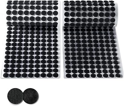 DoGeek 600 PCS Black Double Sided Hook and Loop Self-Adhesive Dots, Waterproof Round Pads Suitable for DIY Crafts & Organization