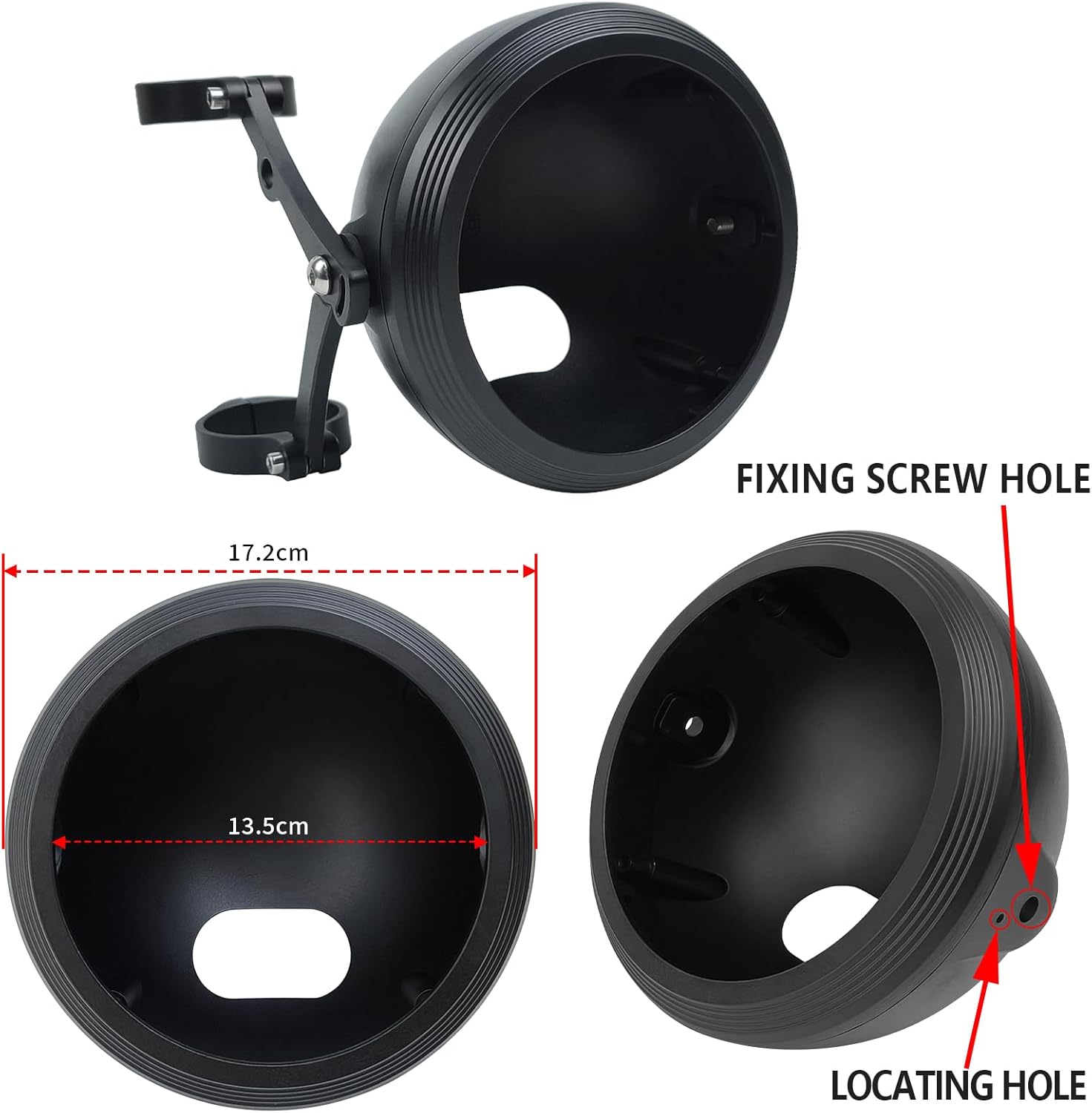 5.75inch CNC Motorcycle Headlight Housing Bucket with CNC Side Mounting Bracket 46-50MM Fork Tube Holder Clamps for Motorcycle