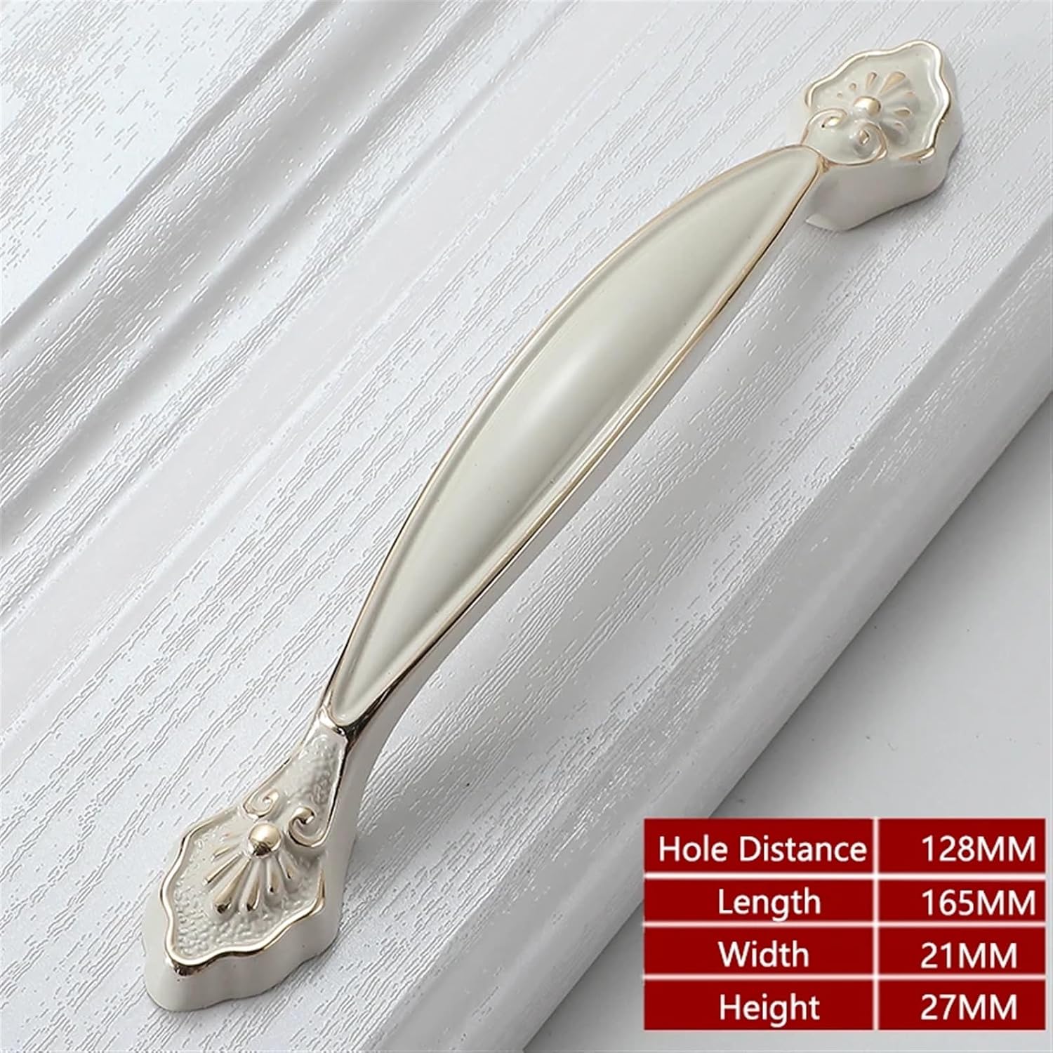 White Door Handles and Knobs for Cabinet Kitchen Cupboard Zinc Alloy Furniture Handle Dresser Drawer Cabinet Handle 1Pcs (Color : 373-128mm)
