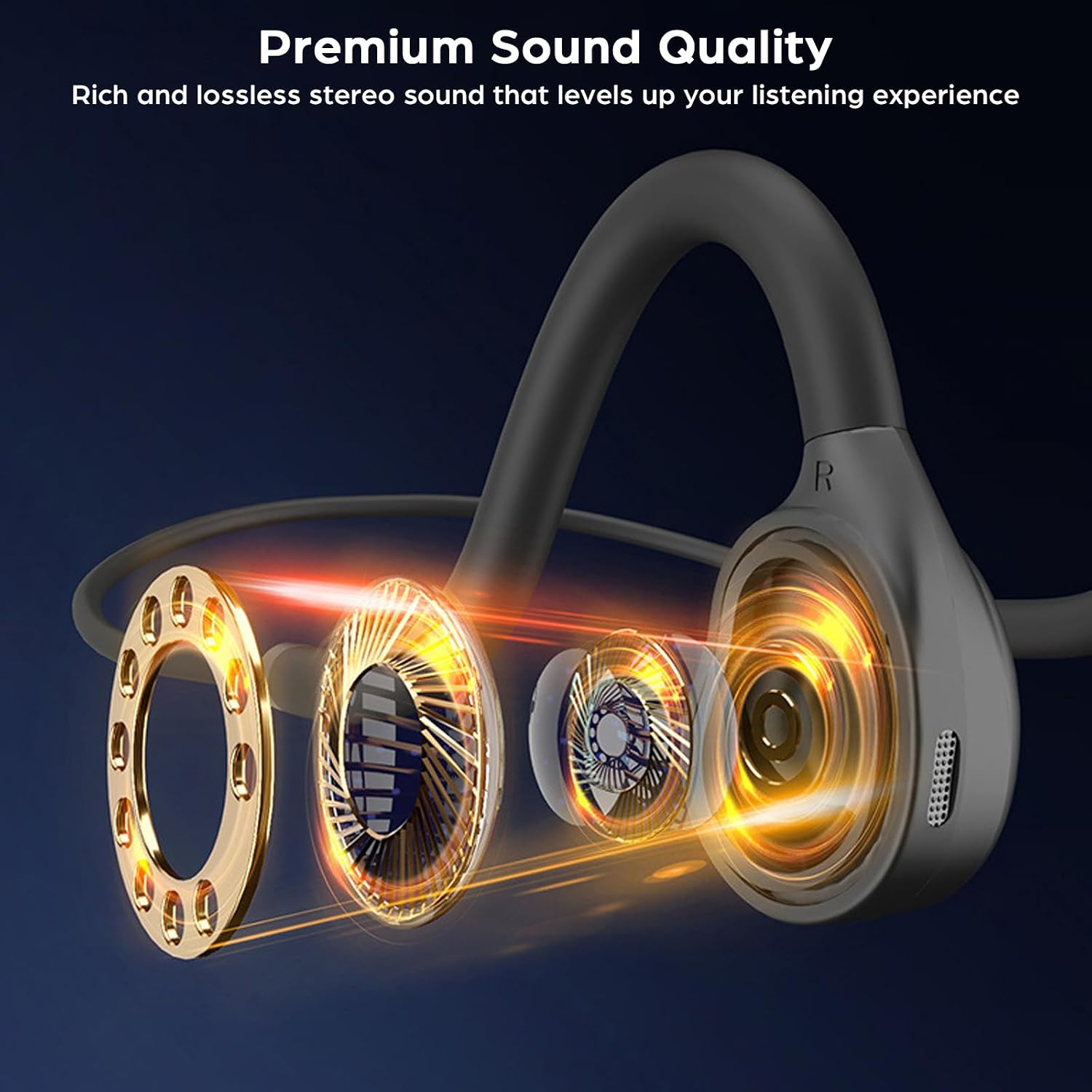 Open Ear Sport Headphones Wired Neckband Running Headphones with Mic 3.5mm/Type C Connector in-Line Control Stereo Headset for Office Cycling Jogging Gym Workout (3.5mm)