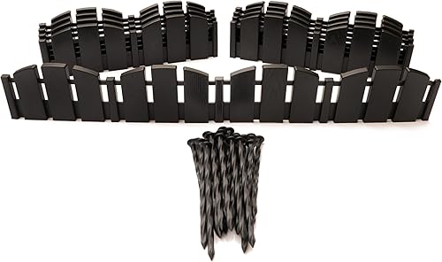 Vista 41 de EasyFlex No-Dig Borde de paisaje con picos de anclaje, 4.5 pulgadas de alto, borde decorativo de jardín Adirondack con aspecto de madera, kit de 15