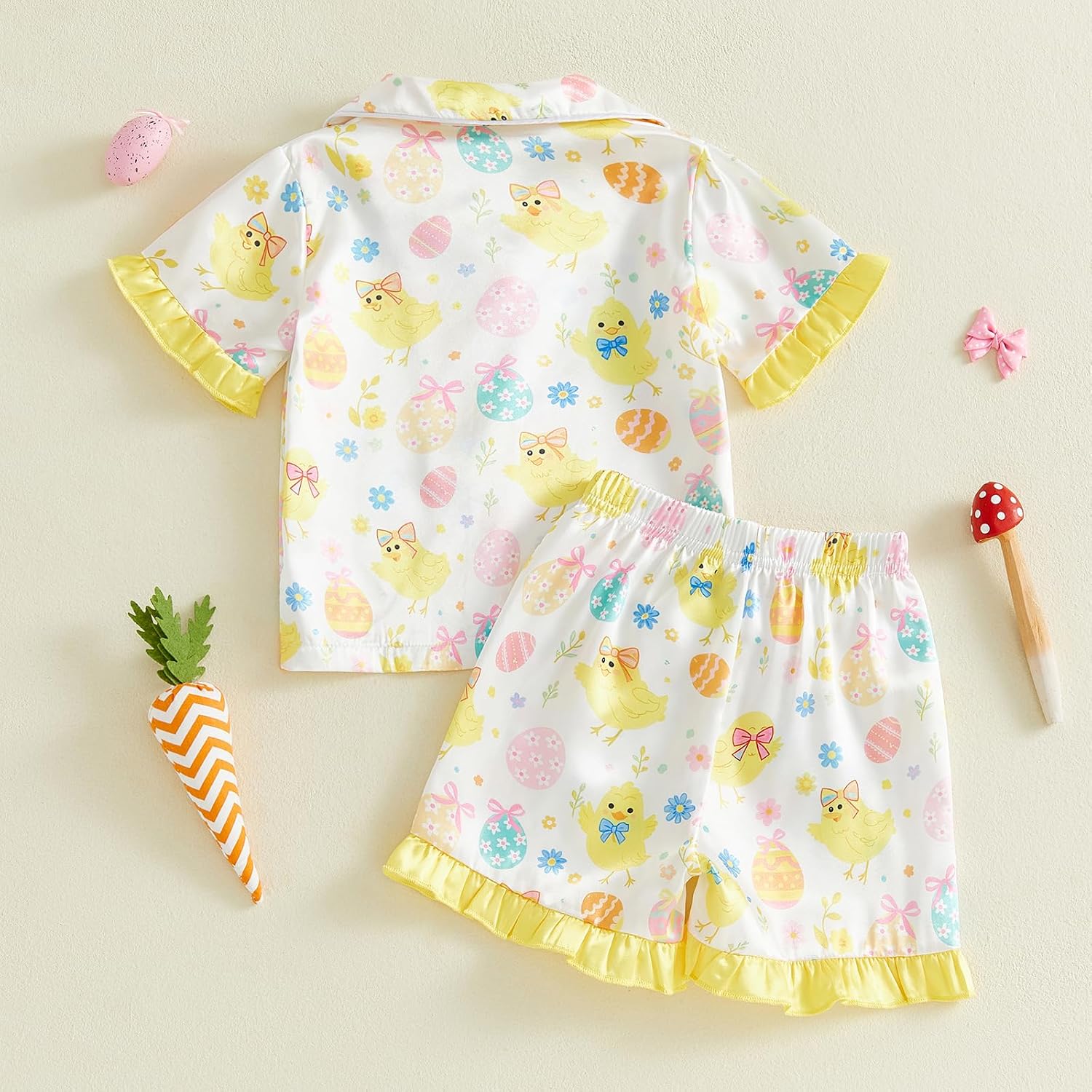 Kids Easter Pajamas Toddler Girls Bunny Carrot Print Short Sleeve Shirt Tops Shorts Baby Rabbit Pjs Sleepwear Outfit