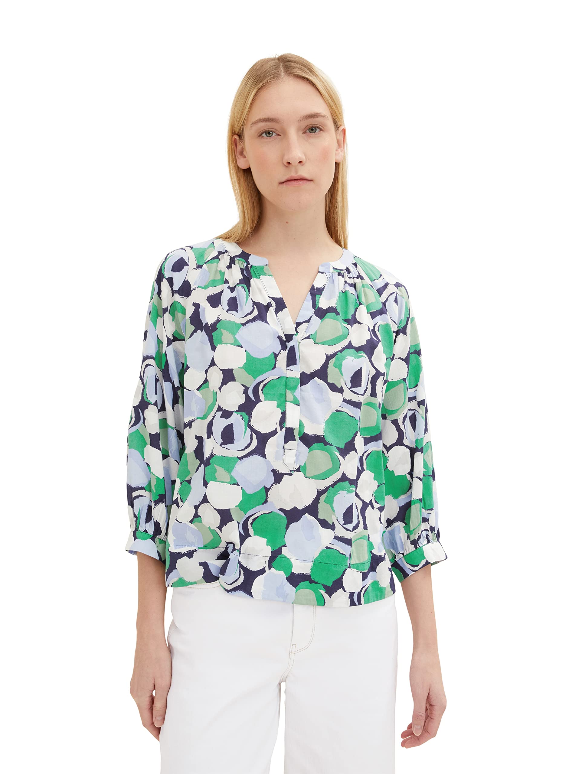TOM TAILOR Ladies Blouse 1035880, 31572 - Green Flower Design, 34