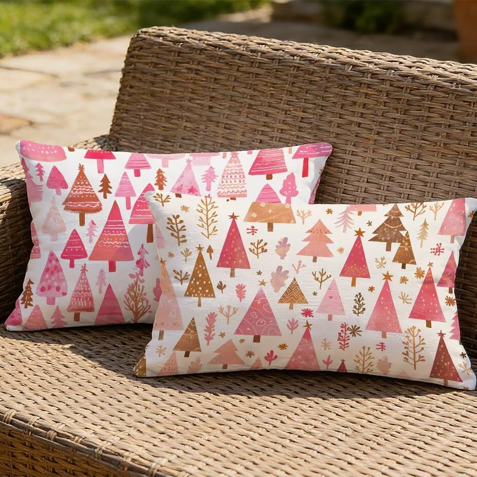 Housse de coussin de jardin 60x80 imperméable rose pour canapé et extérieur
