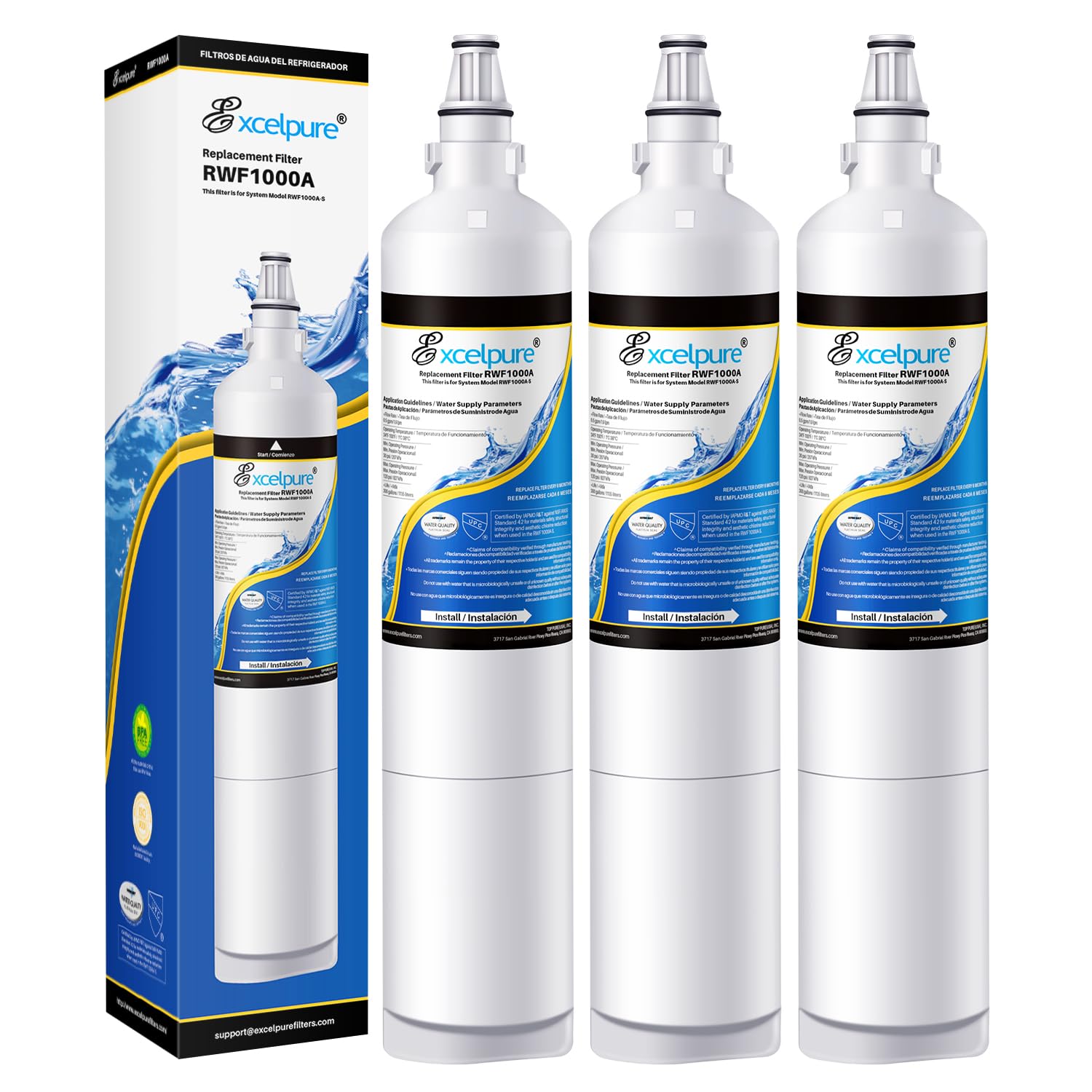 EXCELPURE 5231JA2006A Replacement for LG LT600P,5231JA2006B, Kenmore 46-9990, 5231JA2006F,R-9990, 5231JA2006E, LFX25975ST, LFX25960ST, EFF-6003A, LFX23961ST, SGF-LB60, Refrigerator Water Filter, 3PACK