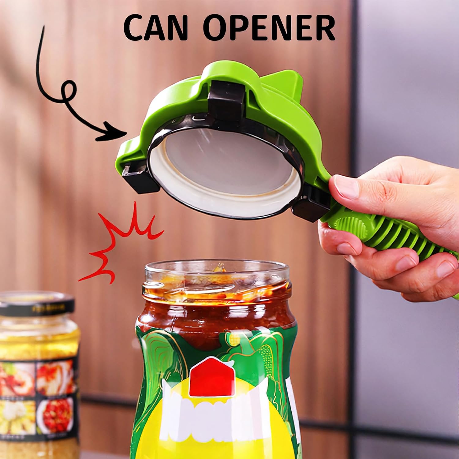 4-in-1 Jar Opener, Stainless Steel Lid Remover, Multi Functional Adjustable Stainless Lid Opener, Jar Openers for Seniors & Arthritis Sufferers & Weak Hands, for Kitchen Jars Bottles Cans
