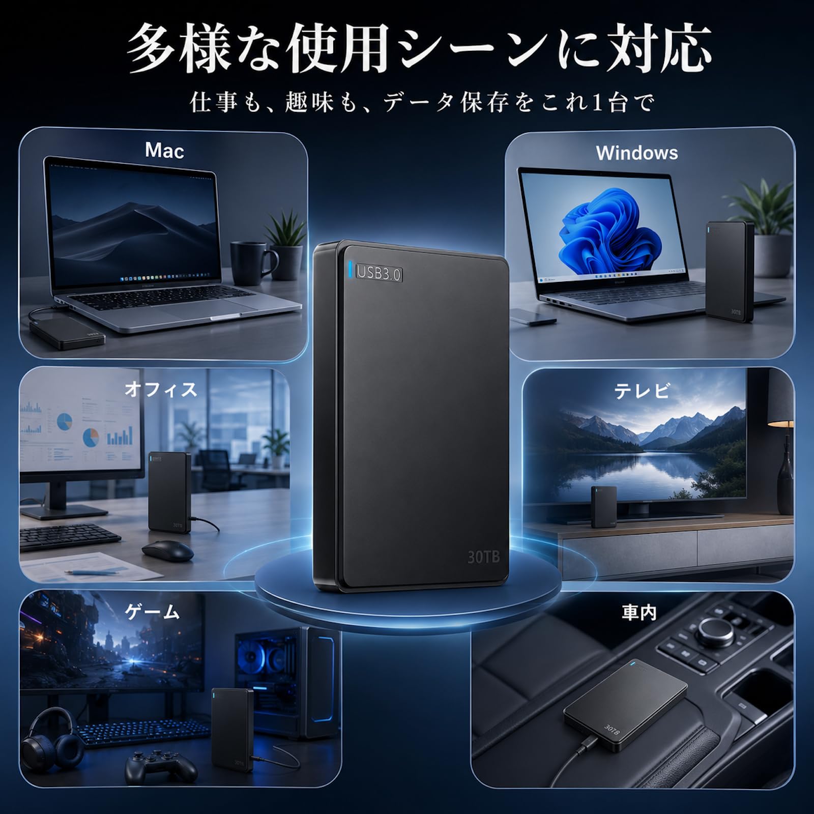 Amazon | 外付けHDD 30TB ハ-ドディスク 外付け USB3.1(Gen1)/3.0/2.0