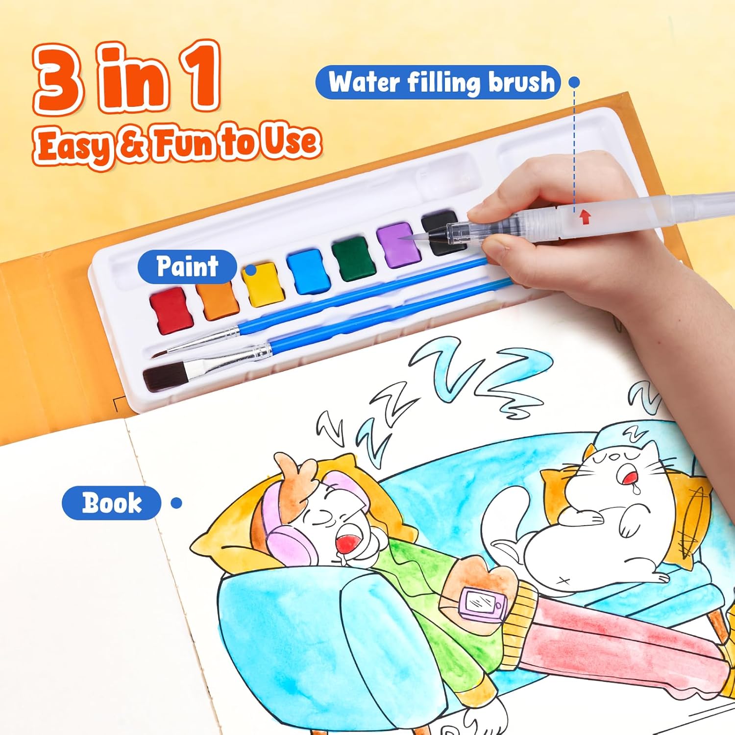 JoyCat Paint with Water Coloring Books for Toddlers, Watercolor Painting Sets for Kids Ages 3-5 4-8, Arts and Crafts Drawing Activities Toy Birthday Gifts for Boys Girls (Comics)