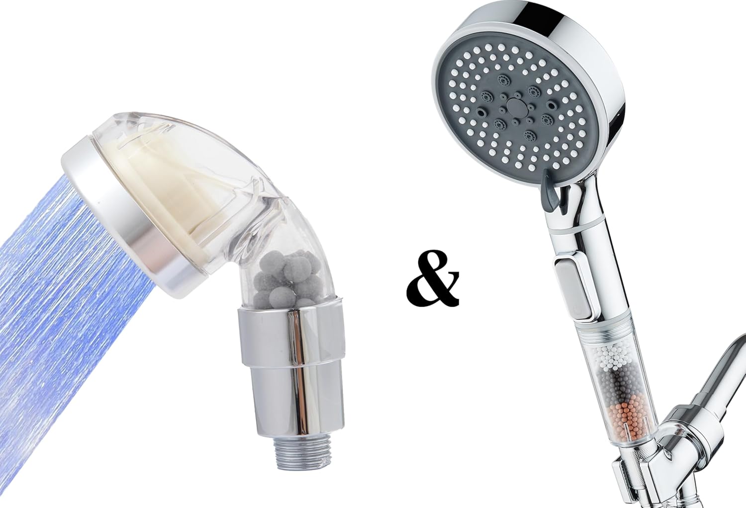 Socila LED Sprayer & Filtered Handheld Shower Set – High Pressure, Water Filtration, Auto Color Changing, 6 Spray Modes, Back Massager, Chlorine Reduction, with Hose & Bracket for Complete Hair & Ski