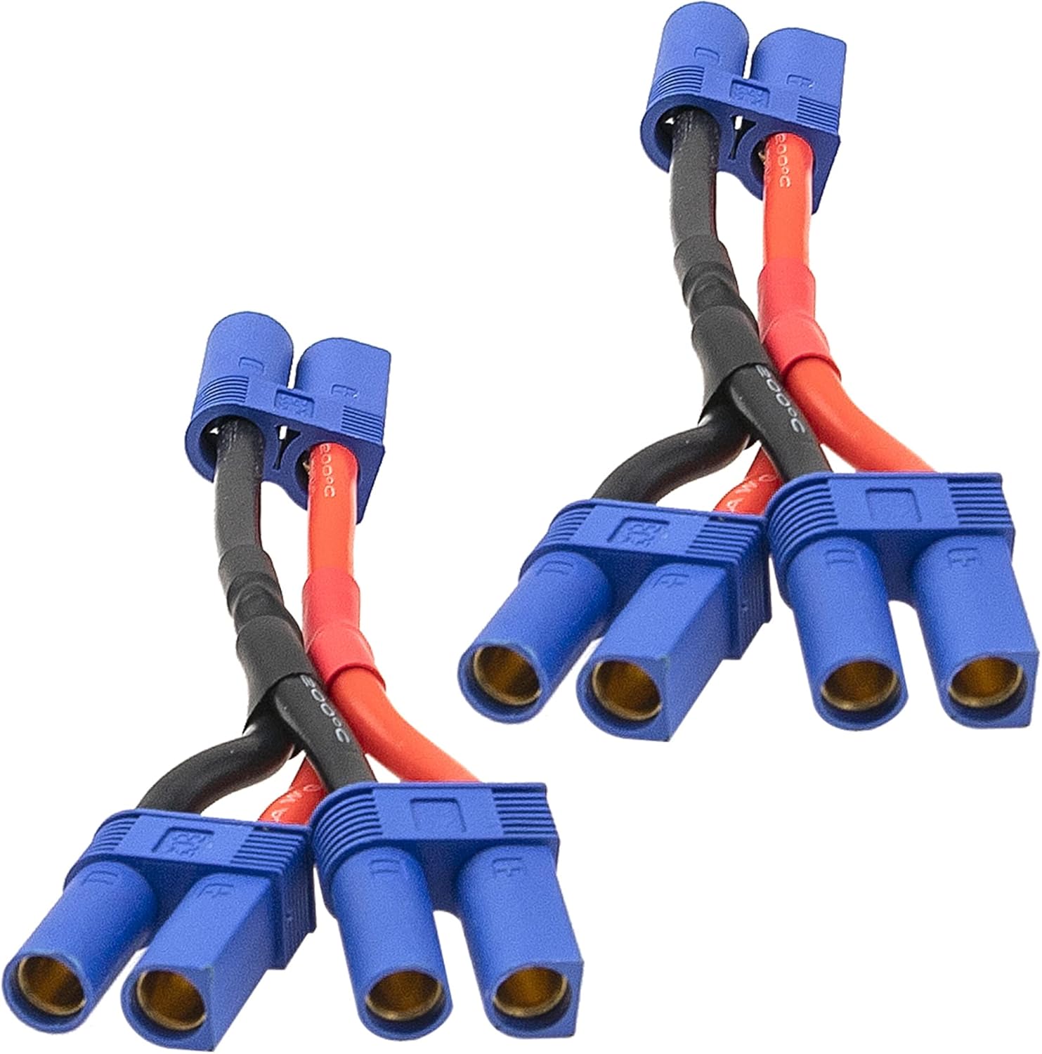 3Pcs HIRCQOO EC5 Plug 12AWG Soft Silicone Parallel 3.94" Y Splitter Harness Cable Adapter 1 Male to 2 Female for RC Car Truck Boat Quadcopter Lipo Battery ESC