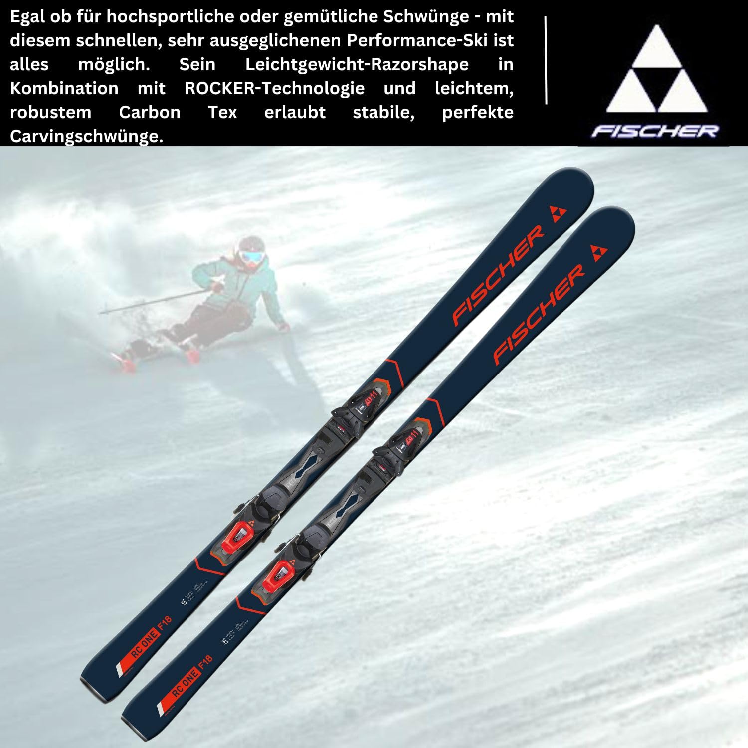 Ski Alpinski Carvingski On-Piste-Rocker - Fischer RC One F18 TPR - inkl. Bindung RS11 PR Z3-11 - Modell 2024 - All Mountain Ski - geeignet für Fortgeschrittene Fahrer