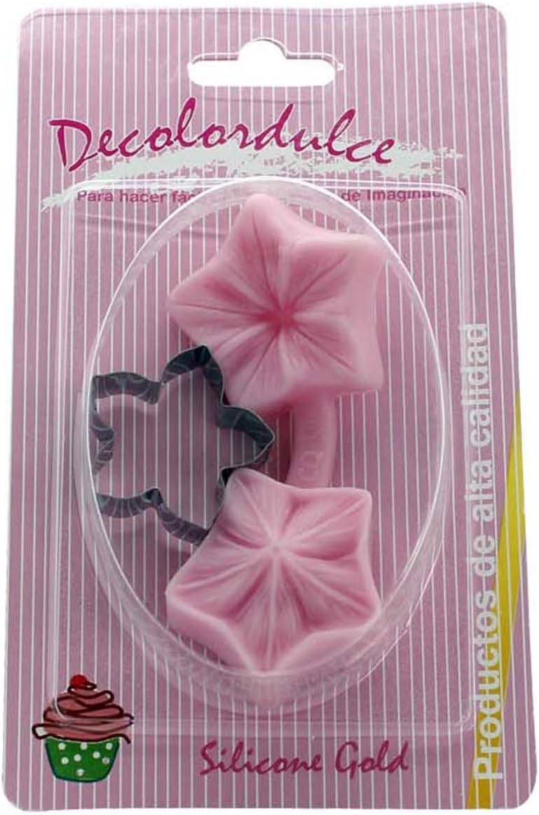 DeColorDulce Flower 2 Mold with Cutter, Silicone, Pink, 16 x 10 x 3 cm