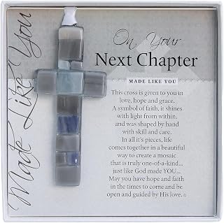 The Grandparent Gift Co. Retirement, New Career, New Home - On Your Next Chapter Boxed Poem Mosaic Glass Cross Ornament - Handmade in USA
