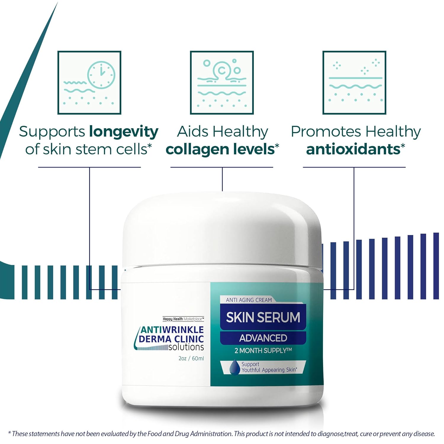 Anti Wrinkle Face Cream Derma Clinic Solutions Skin Serum - Our Best Anti Aging Cream - 2 Month Jar - Anti Aging Moisturizer Anti Wrinkle Serum - Our Top Anti Aging Skin Care Products - Anti Age Cream