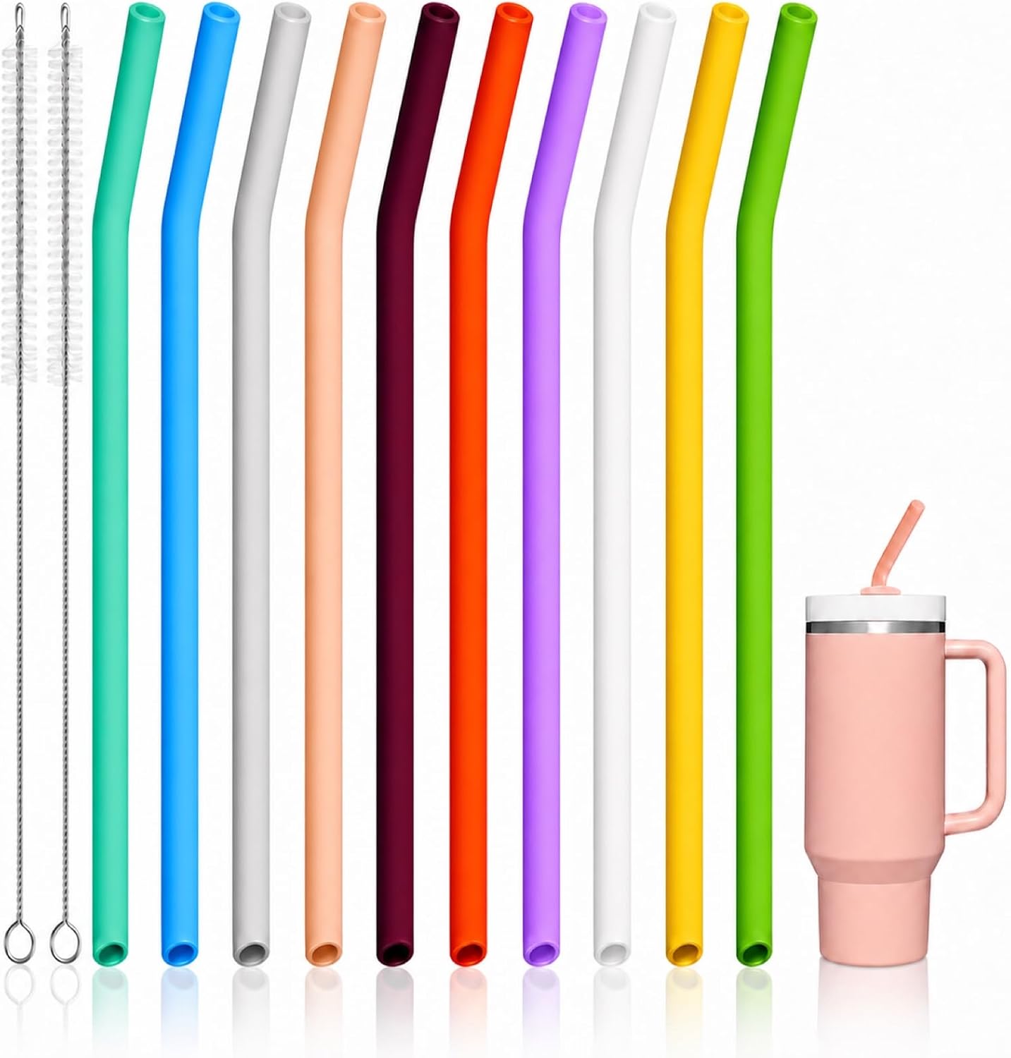 8 Pack Silicone Straws for Stanley 30 oz & 40 oz Tumblers, 12.4 in
