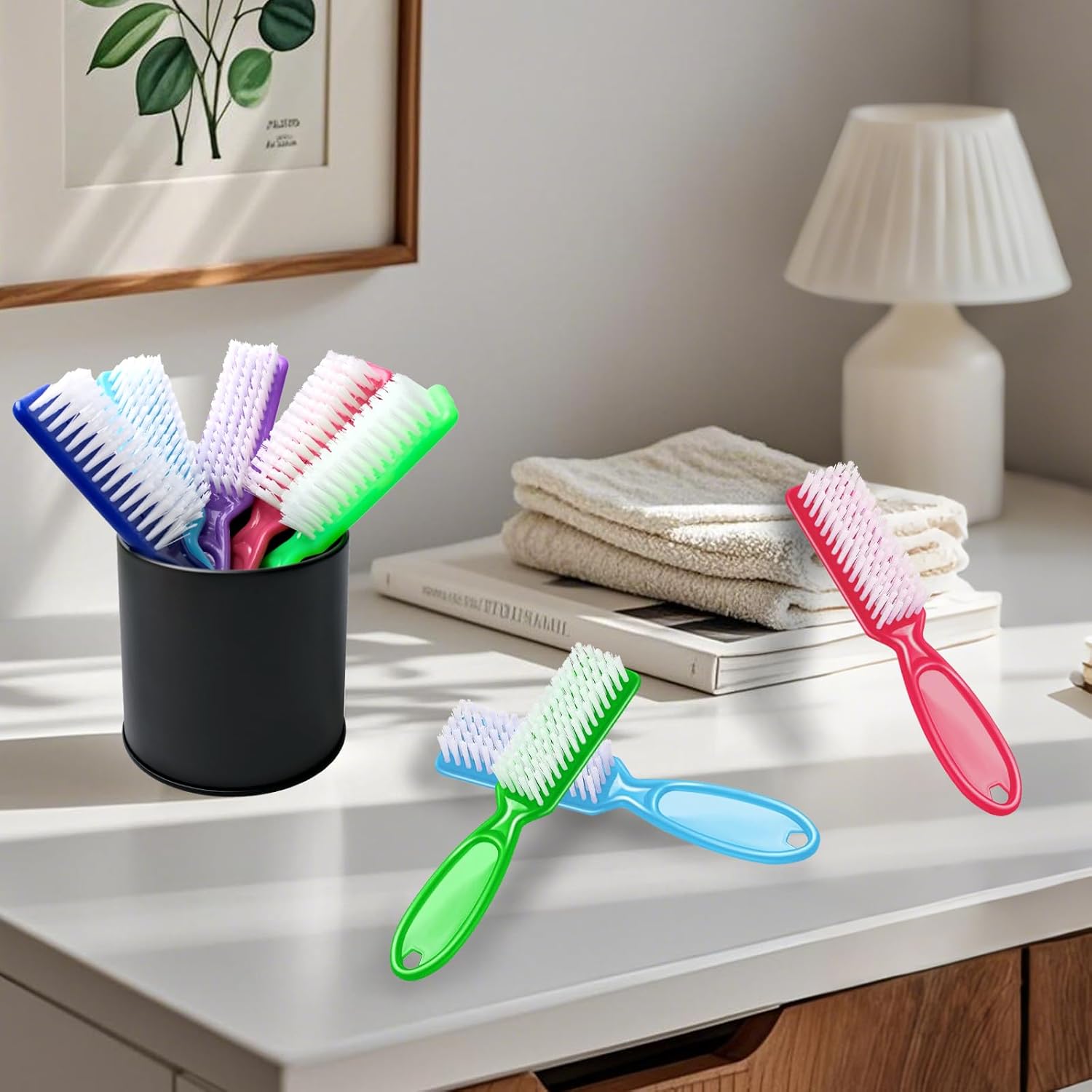 140 Pcs Handle Grip Nail Brush Bulk Hand Cleaning Brushes Pedicure Manicure Tools Soft Stiff Bristles for Cleaning Fingernails, Nail and Toe(Multicolor)