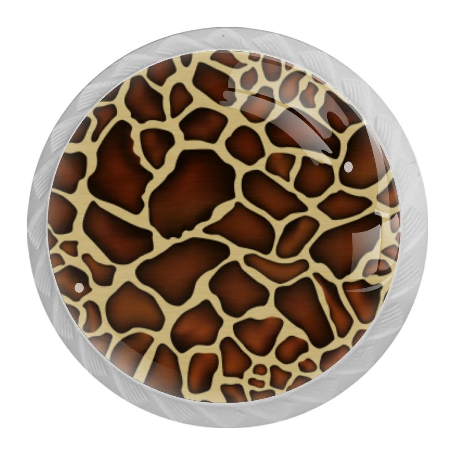 Tqmspg 4 Pieces Drawer Pulls Giraffe Skin Door Knobs Dresser Handles for Kitchen Wardrobe Cupboard Hardware Furniture
