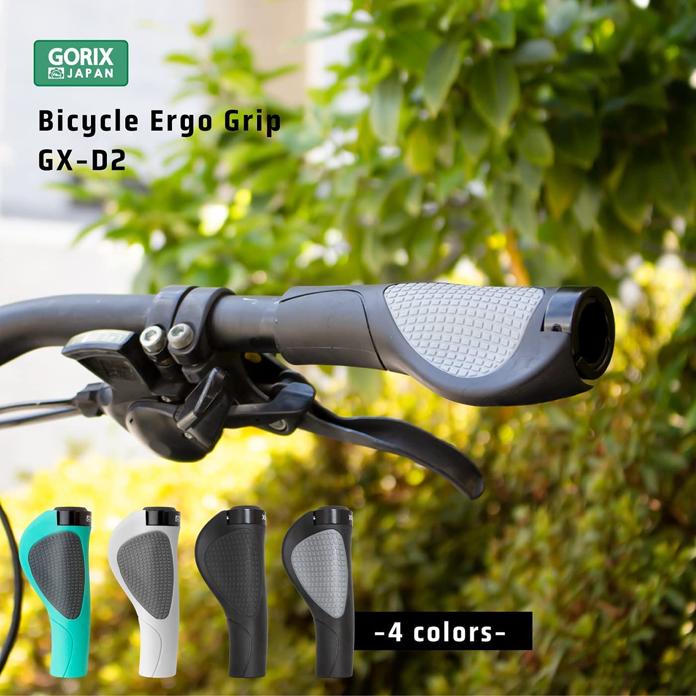 GORIX Ergo Grips GX-849AD3 – Poignées De Guidon VTT, Forme Ergonomique, Antidérapant, 5 Couleurs, 140 G La Paire