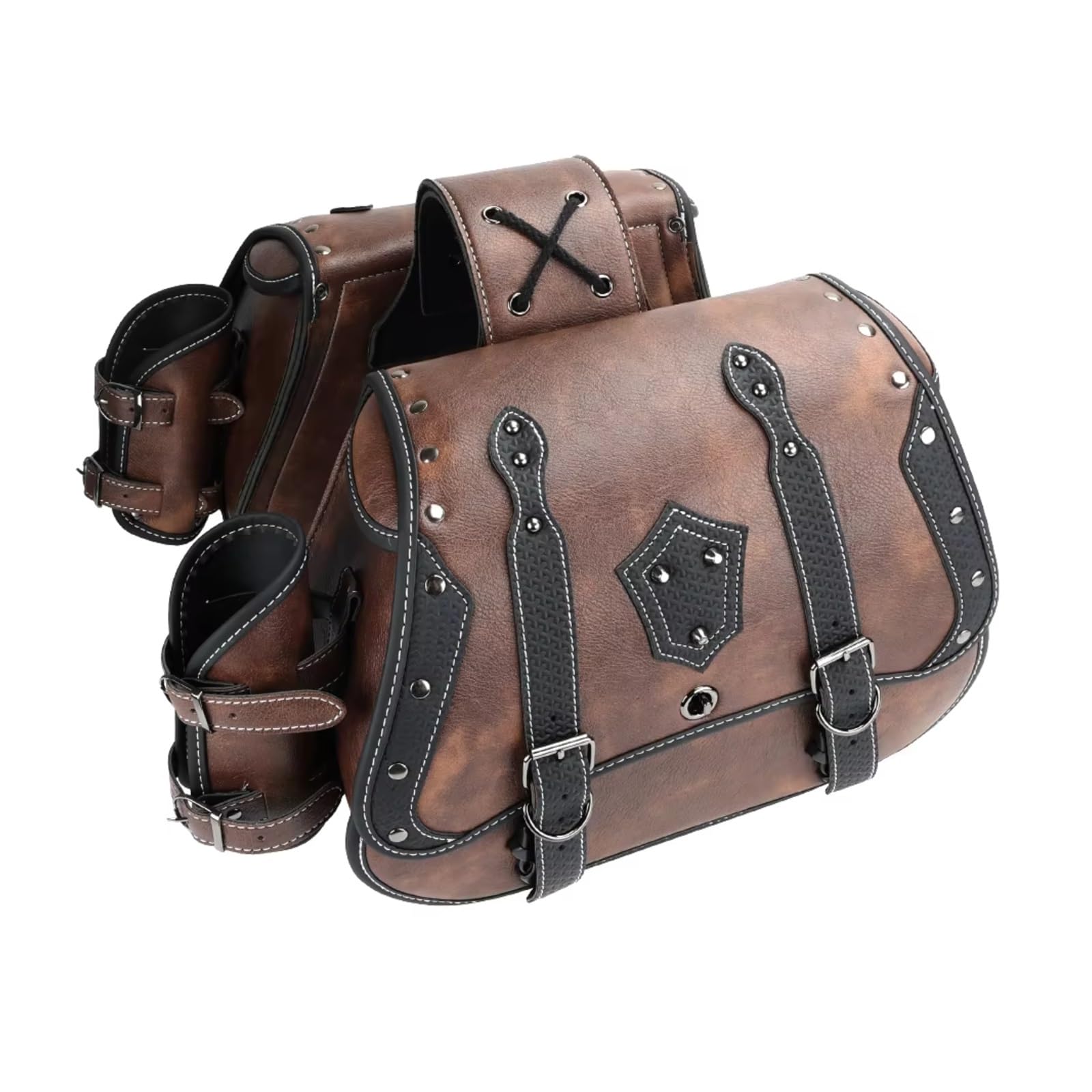 Compatibile Con V-Star 1 Set Borse Laterali Per Moto Trasporto Portaoggetti Accessori Ricambio Motociclette Sacche Moto(Brown)