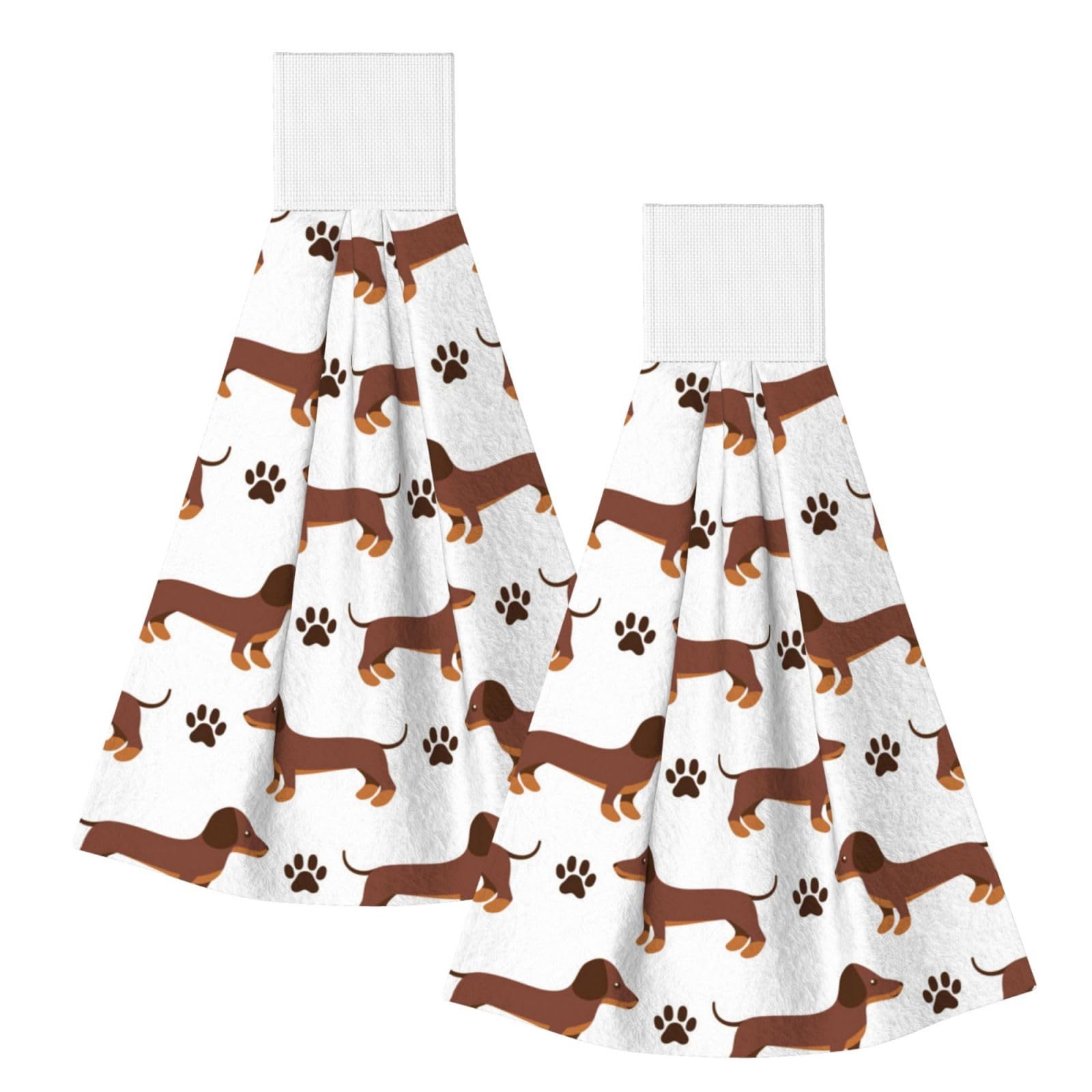 DOPKLNA Dachshund, 2 Pcs Hanging Coral Fiber Hand Towels for Bathroom, Absorbent Kitchen Towels