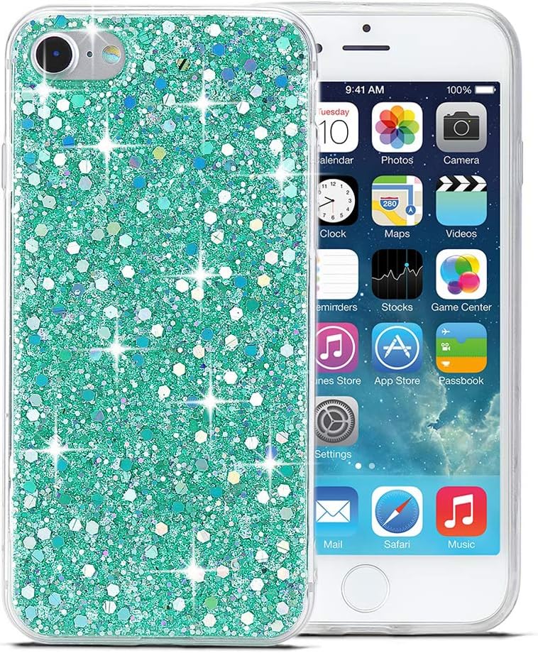 LCHULLE iPhone 6 Glitter Case iPhone 6S Phone Case Star Paillette Sparkle Bling Ultra Thin Shockproof Protective Back Cases for iPhone 6SGreen