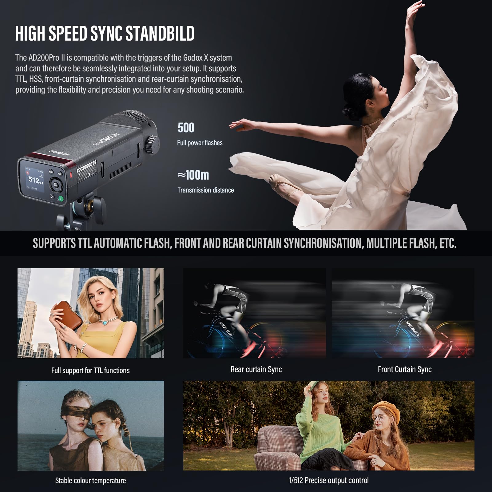 Godox AD200Pro II AD200ProII Flash Speedlight Strobe with BD-07II 200Ws 2.4G TTL, 500 Flash con Tascabili a Piena Potenza per Canon,Sony,Nikon,Fuji,Olympus, Panasonic (AD200Pro Aggiornato)