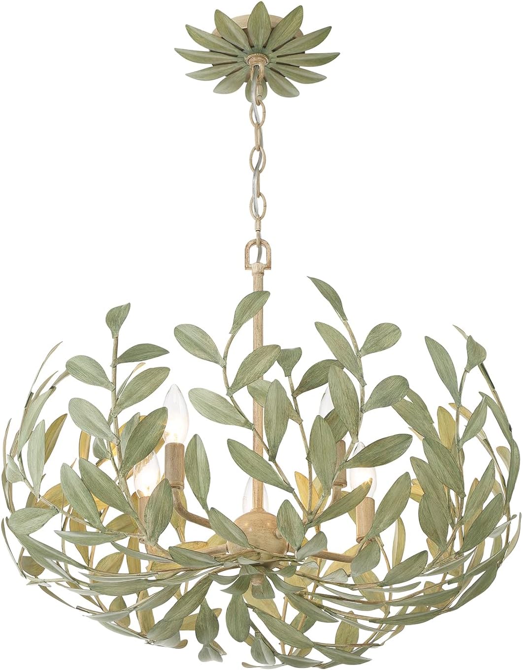 Crystorama Broche 5 Light Champagne Green Tea Chandelier
