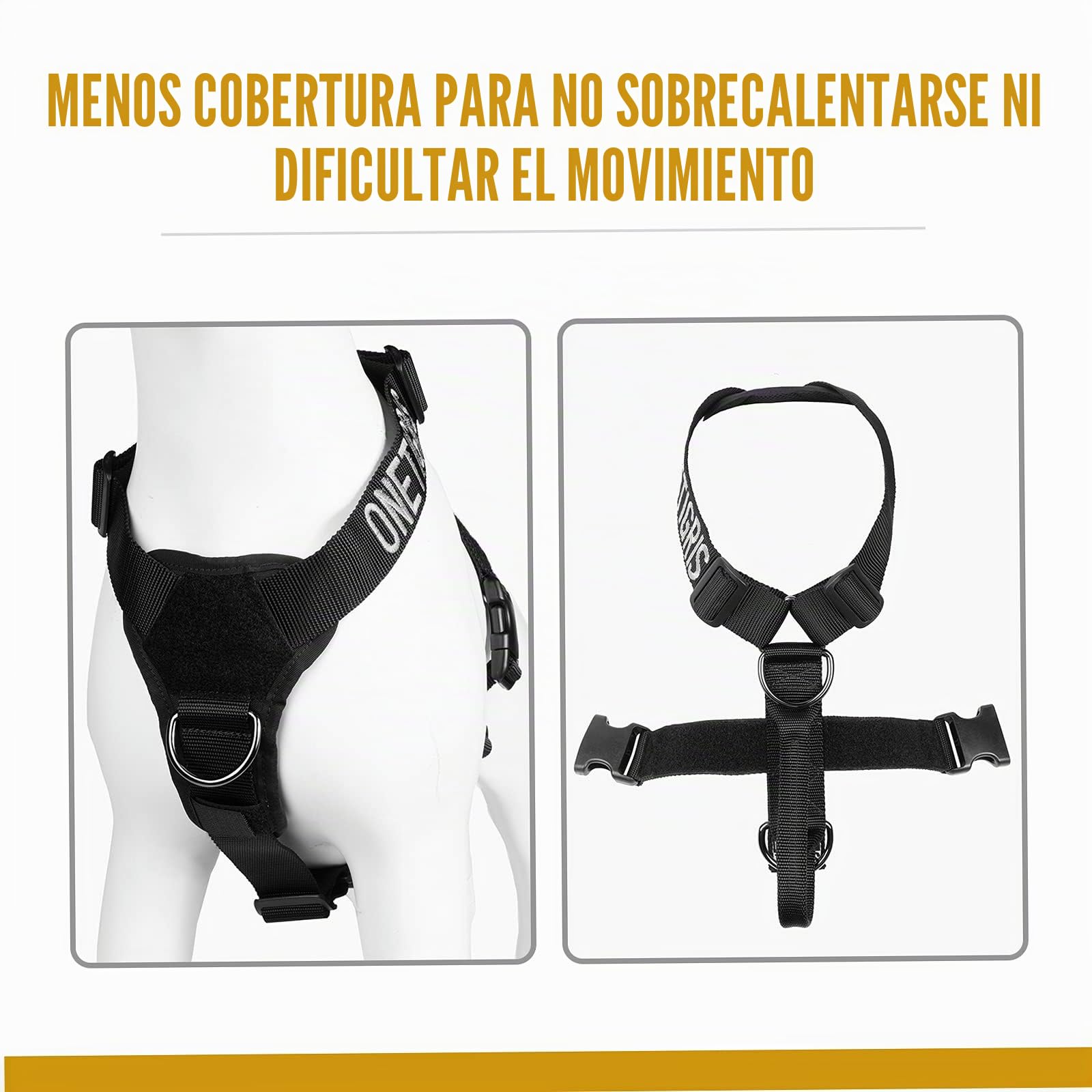 OneTigris - Arnés táctico Ajustable sin tirón Goliath para Perros con Mango para Cachorros, Caza, Senderismo, Entrenamiento, Caminatas y Actividades al Aire Libre (Negro, L)