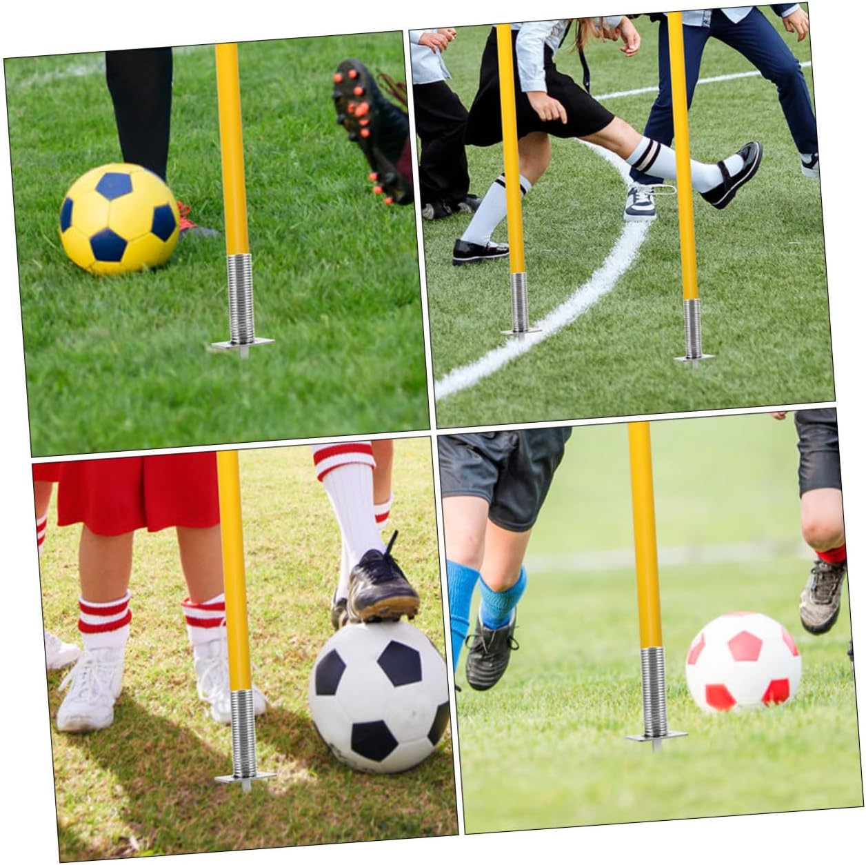 FUOYLOO 2pcs Spring-Loaded Flag Spike Soccer Training Ground Nail Iron Pole Stake Football Flag Base for Field Agility and Corner Marking Equipment