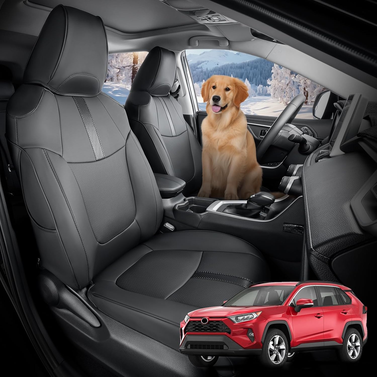 For Toyota RAV4 Seat Covers 2019-2024, Full Covered Car Seat Protectors Truck Pickup Leather Seat Cover Set for RAV4 LE, XLE, Limited (AWD), XLE Premium 2024 2023 2022 2021 2020 2019 Accessories