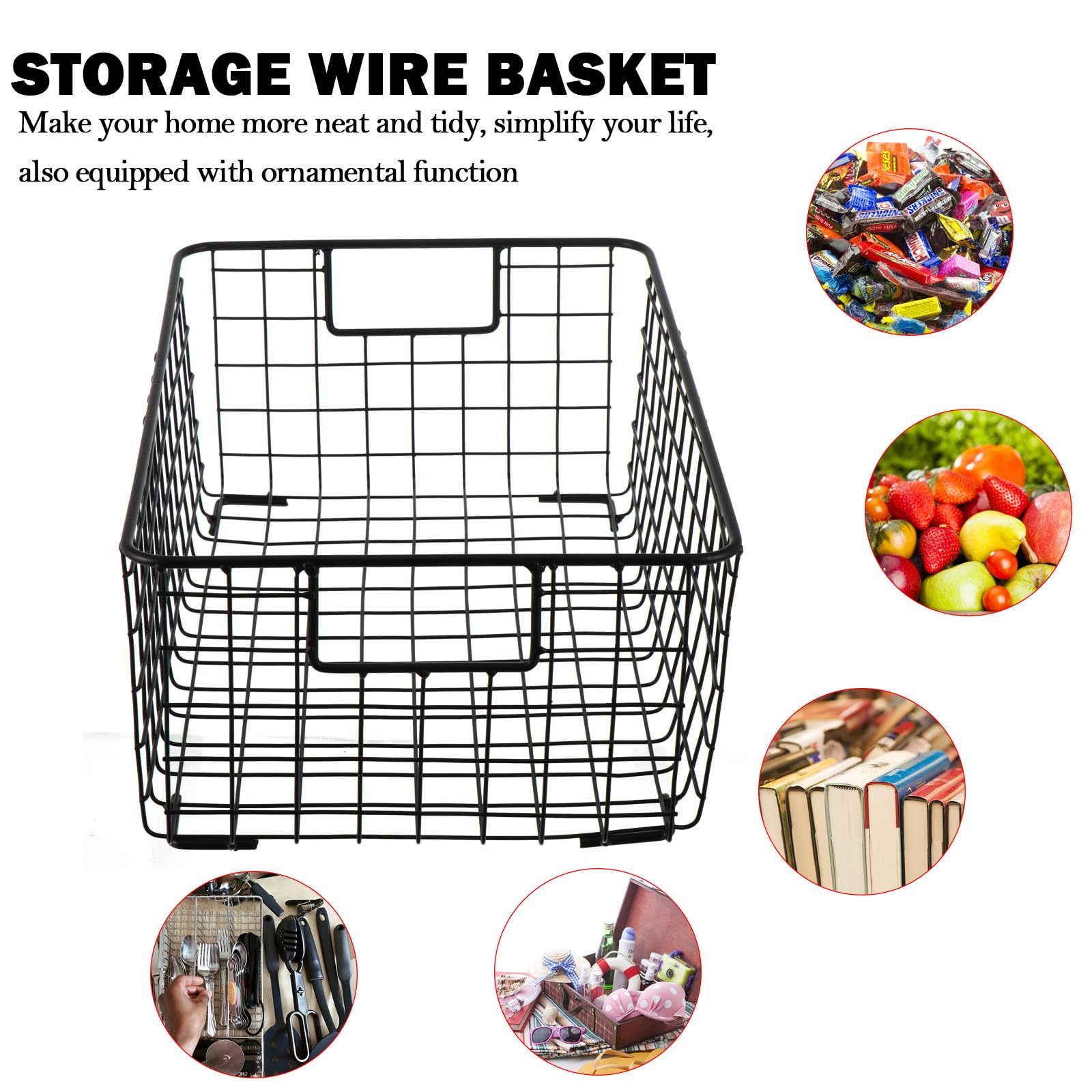 BESTonZON Cesto Porta Frutta e Snack in Filo Metallico Robusto Maniglie Ergonomiche, Contenitore Multifunzione per Cucina e Organizzazione Frutta e Verdura