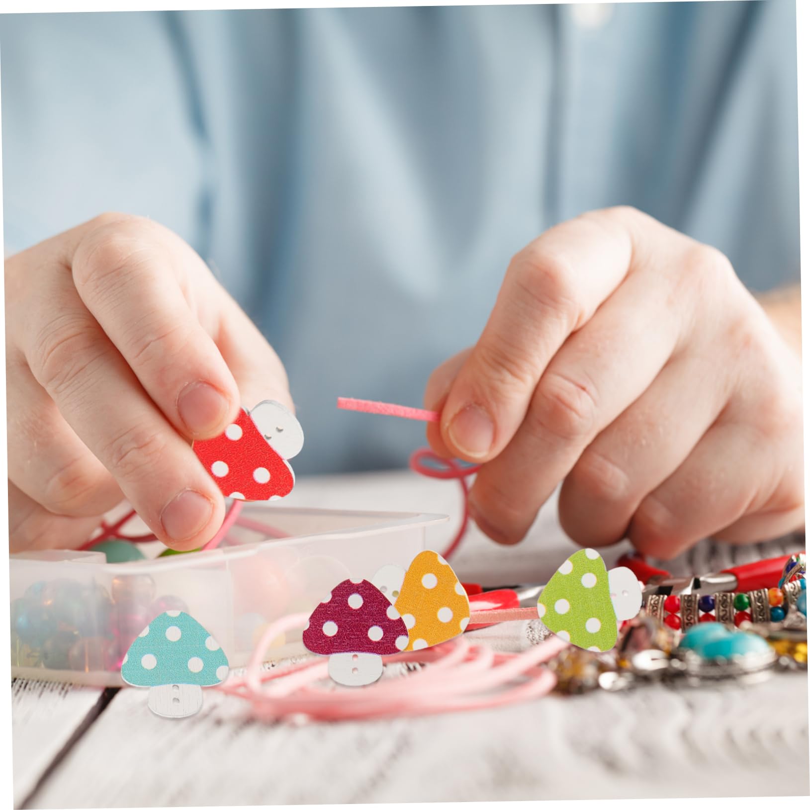 SHINEOFI 50pcs Mushroom Buttons Mini DIY Buttons DIY Clothing Manual Clothing Hats Sewing Coat Retro Decor Wood Painted Accessories - Image 4