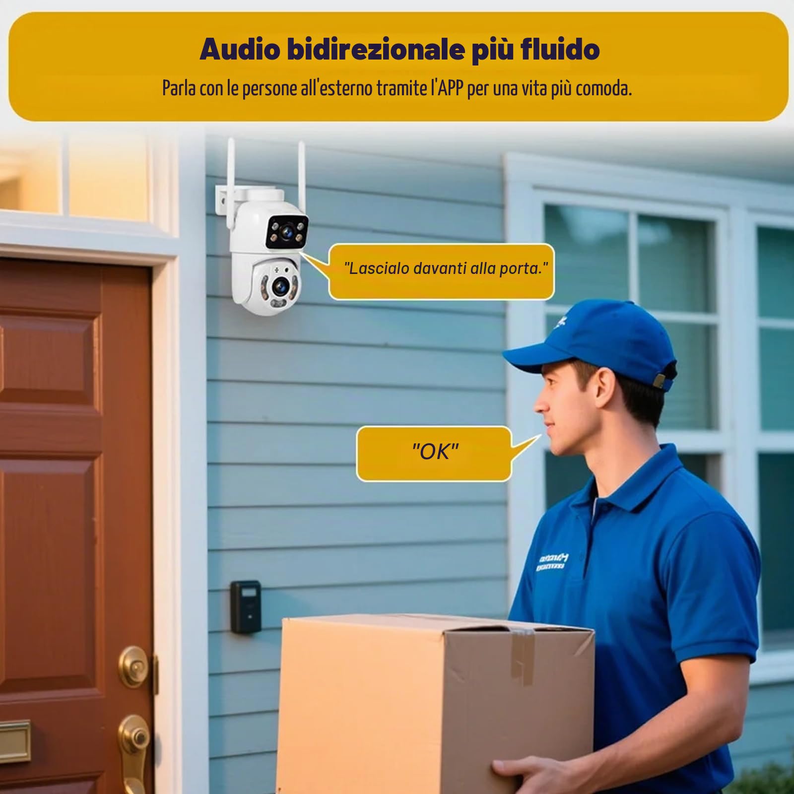Telecamera IP Wi-Fi Tuya a doppio obiettivo 5MP+5MP, telecamera di sicurezza per visione notturna, PTZ per esterni monitoraggio automatico comunicazione bidirezionale videosorveglianza,Camera
