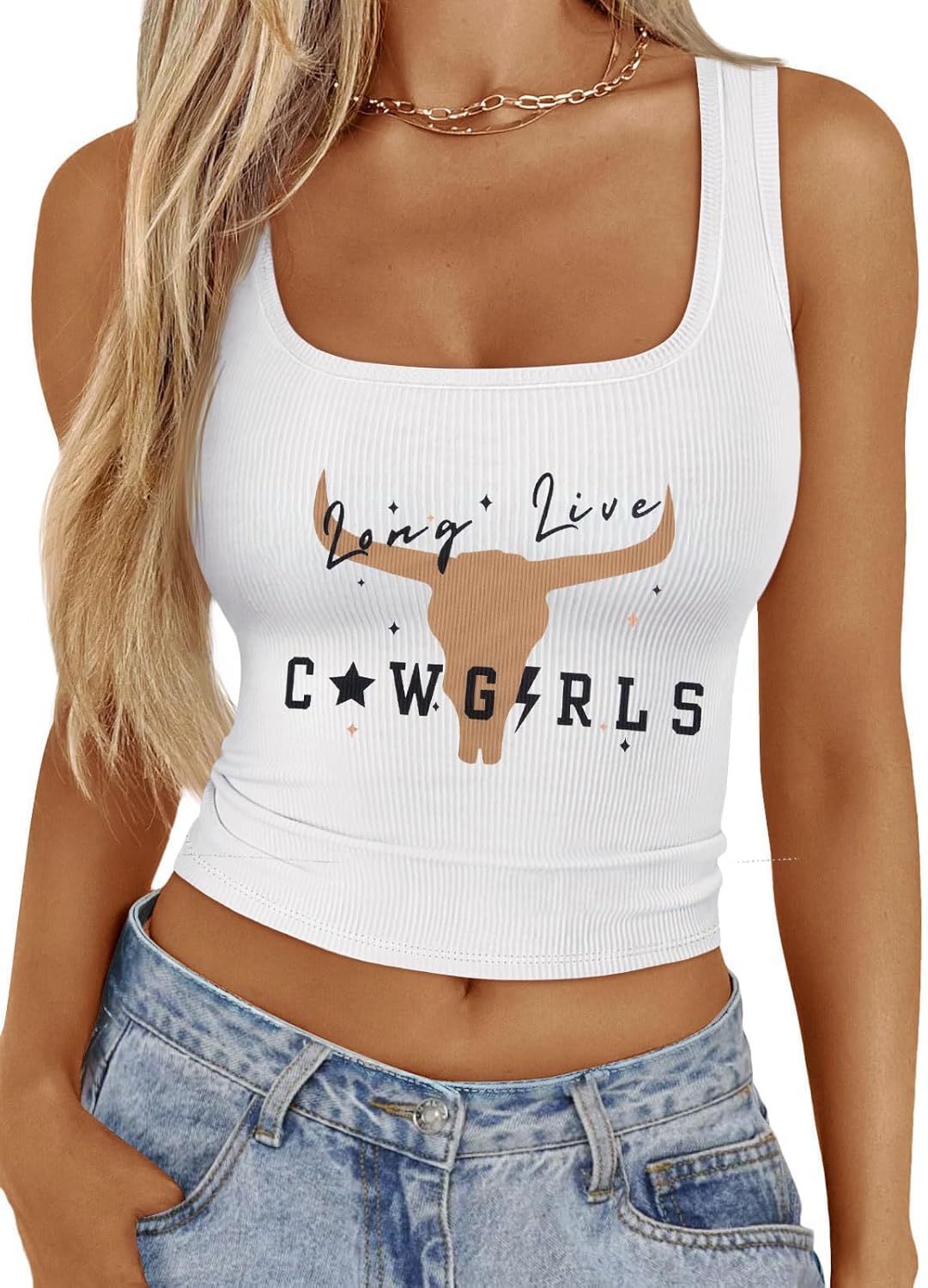 Cowgirl Crop Top Women Country Concert Tops Western Cowboy Tank Tops Country Music Cami Sleeveless Tops