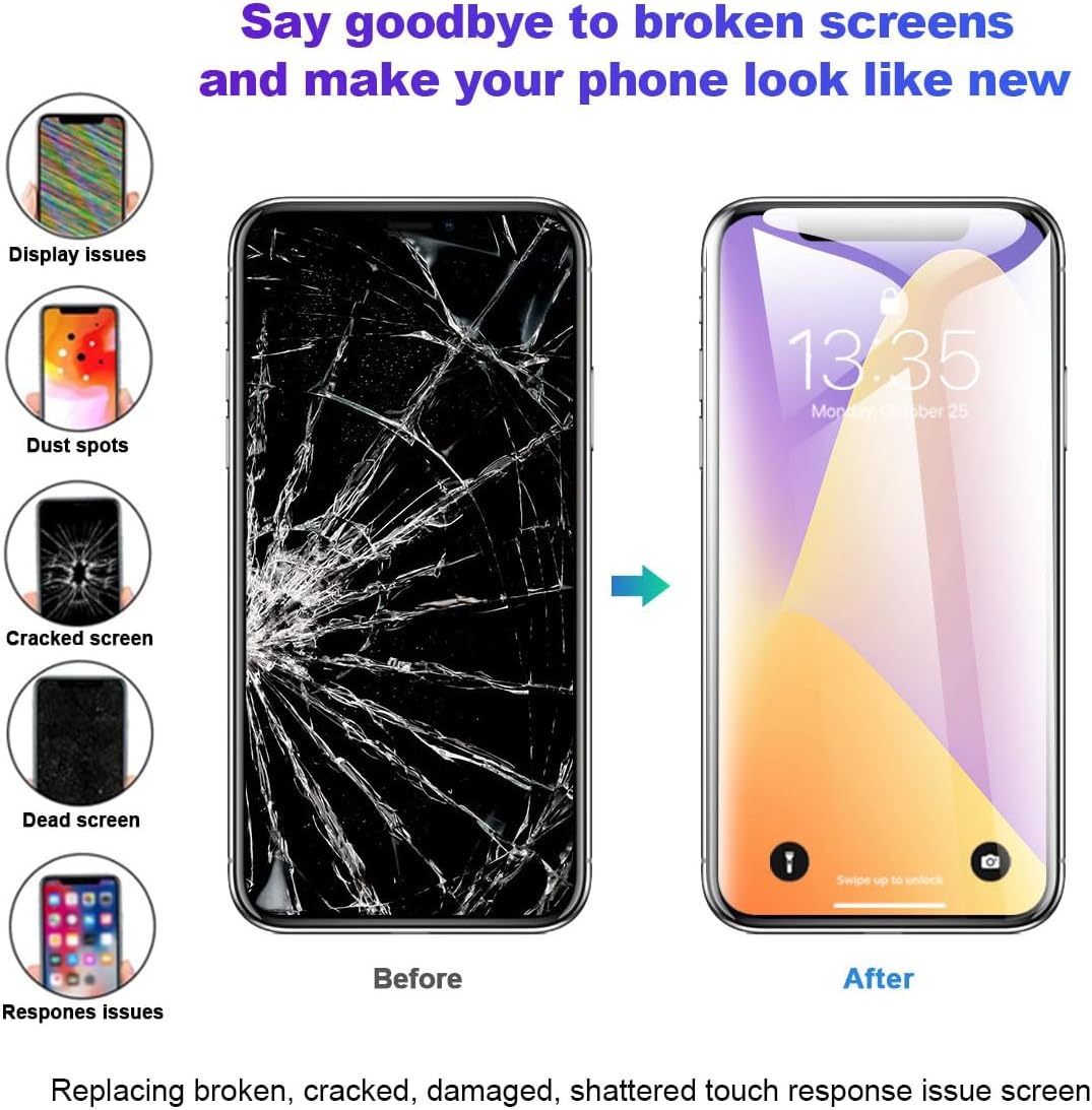 EFAITHFIX for iPhone 14 Pro Screen Replacement 6.1 Inch LCD 3D Touch Display Full HD Digitizer Frame Assembly (A2650, A2889, A2890, A2892) with Repair Tools kit Screen Protector Waterproof Adhesive