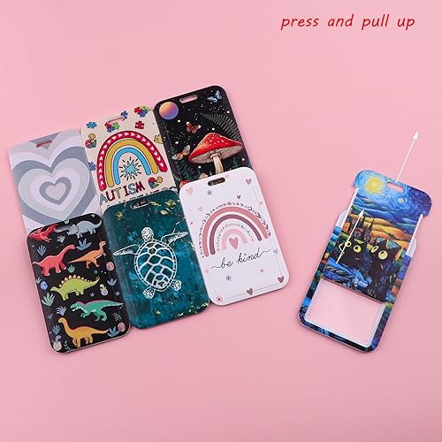 Miniatura 4 de Beemorita Carrete retráctil para tarjetas de autismo, lindo carrete estético para llaves e insignias de identificación para mujeres, hombres, niñas,