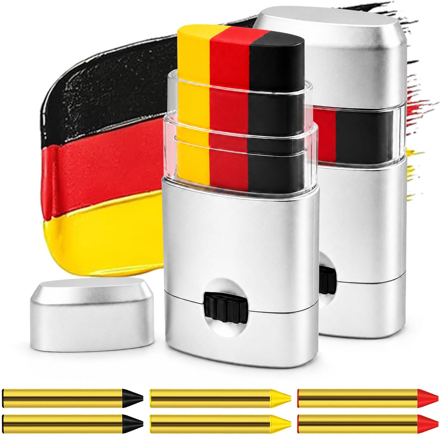 Sunshine smile Lot de 2 crayons de maquillage Coupe du monde 2026 Noir/rouge/jaune