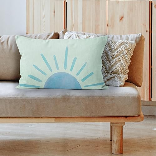 Miniatura 3 de HIWX Funda de almohada decorativa abstracta de estilo bohemio para sofá, cama, habitación, decoración bohemia de 12 x 20 pulgadas (azul)