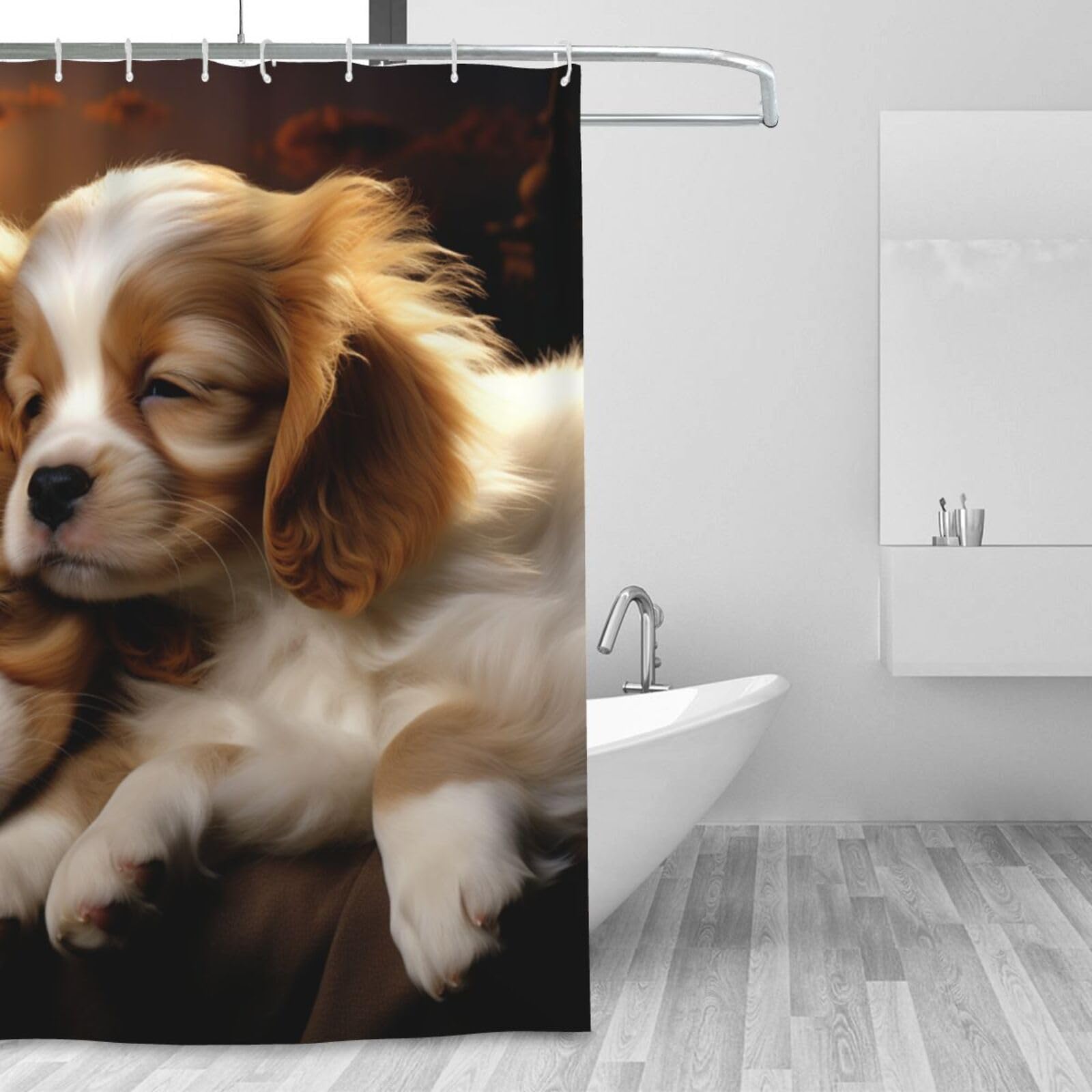 Rideau de douche imperméable motif chiot Dream 183x183 cm