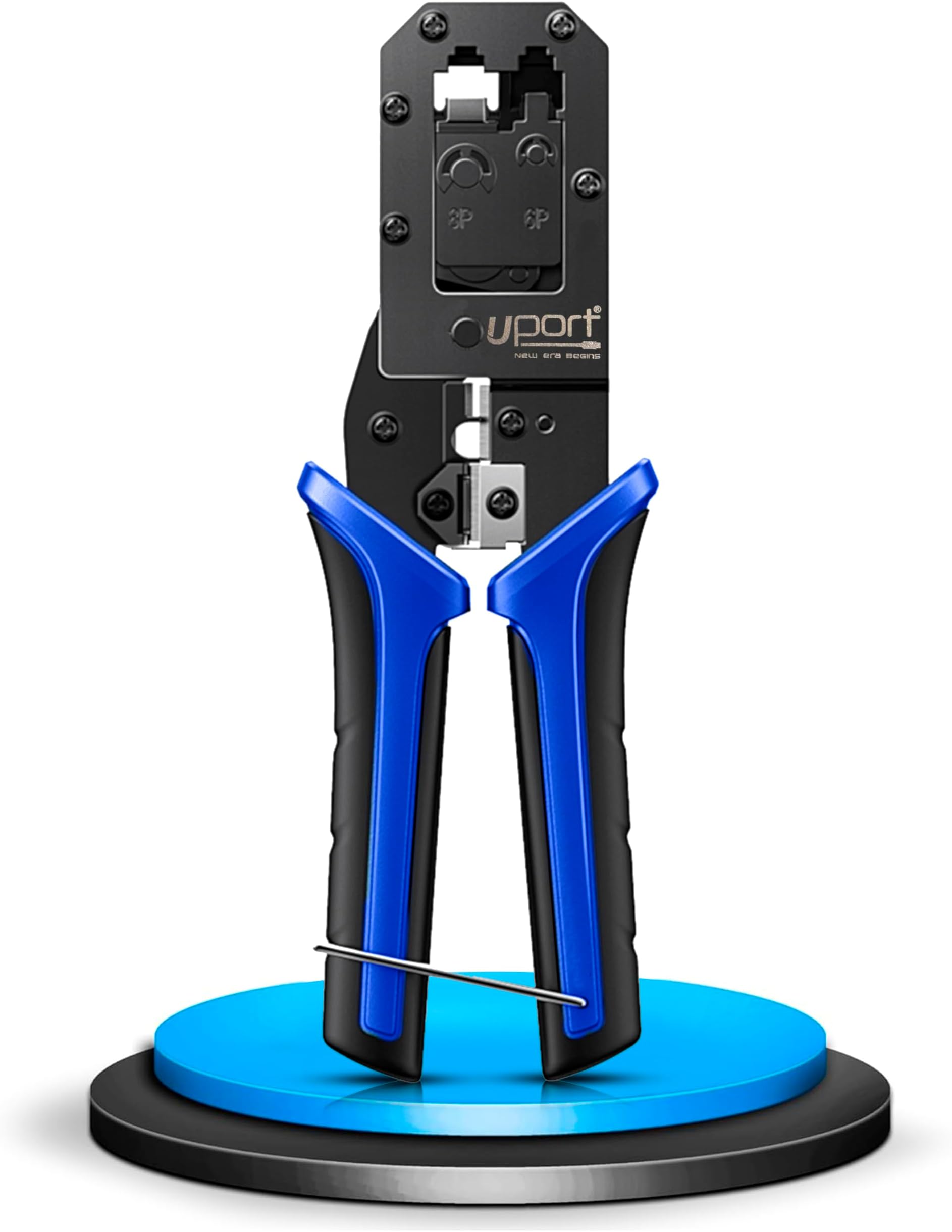 Modular Network RJ45 RJ11 RJ12 Crimping Tool, Network Cable Cutting Stripping Crimper/Wire Stripper/Wire Cutter, for 8P/6P/4P /CAT5/CAT5e/CAT6 All in One Crimping Tool, Black and Blue
