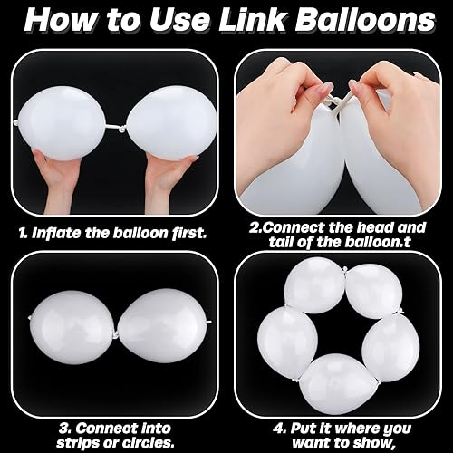 Miniatura 3 de 120 globos de látex de eslabones blancos de 12 pulgadas y 6 pulgadas para fiesta de cumpleaños, boda, aniversario, graduación, arco de Navidad,