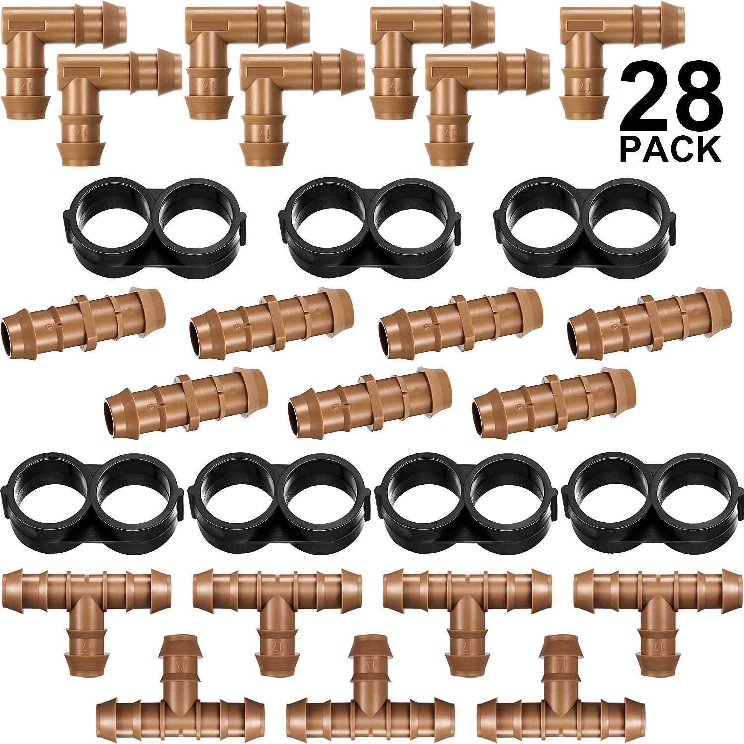 Buy 28 Pieces Drip Irrigation Fittings Kit 1/2 Inch Tubing Set