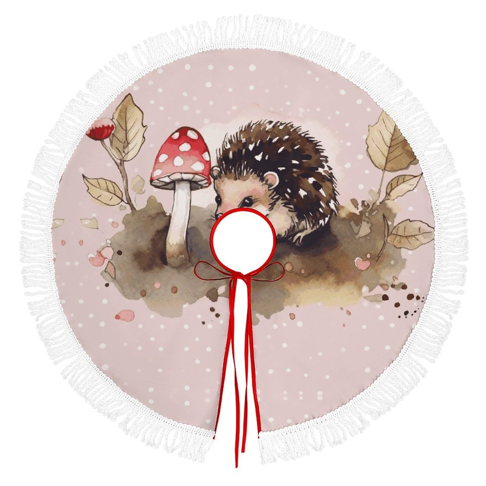 Hedgehog Watercolor Painting Christmas Tree Skirt Fashion Waterproof Trees Skirt Vintage Tree Skirts Farmhouse Decor Xmas Holiday Home Party Decorations
